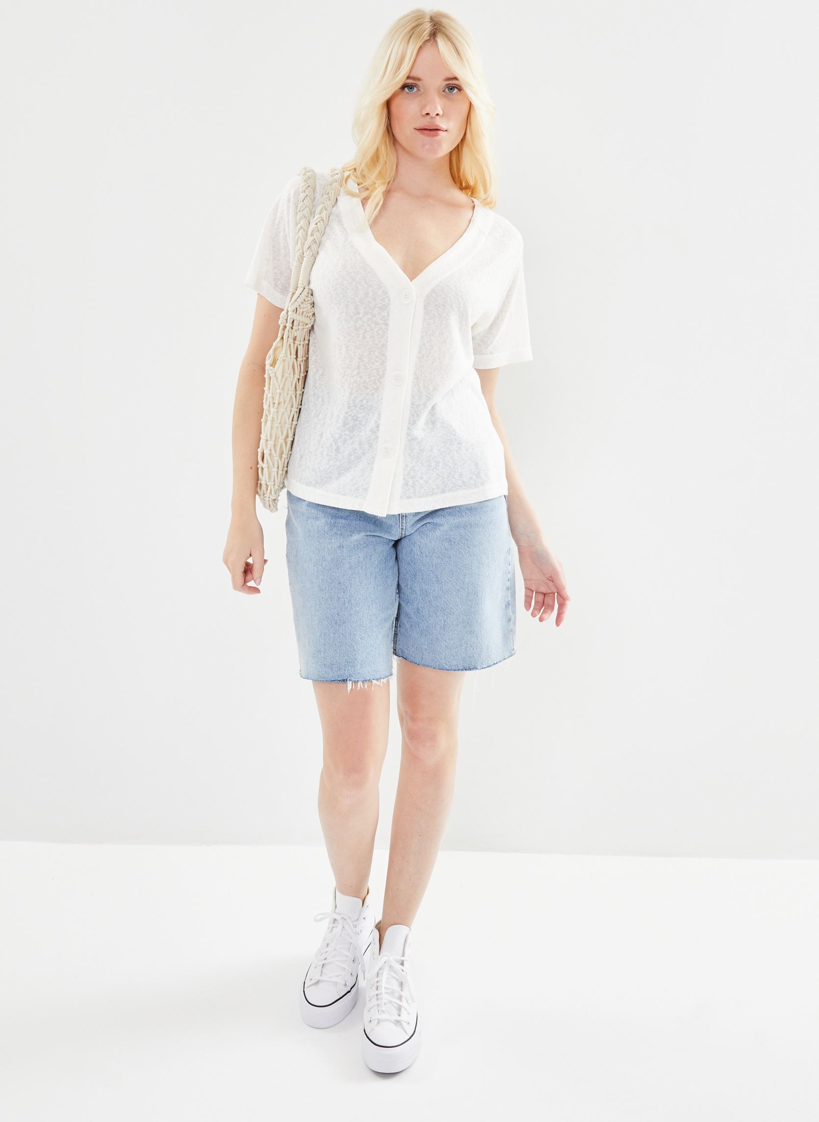 Tee-shirts manches courtes Bysakia V Tshirt Btn - femme blanc B-Young Tee-shirts manches courtes Bysakia V Tshirt Btn - femme blanc OFF WHITE