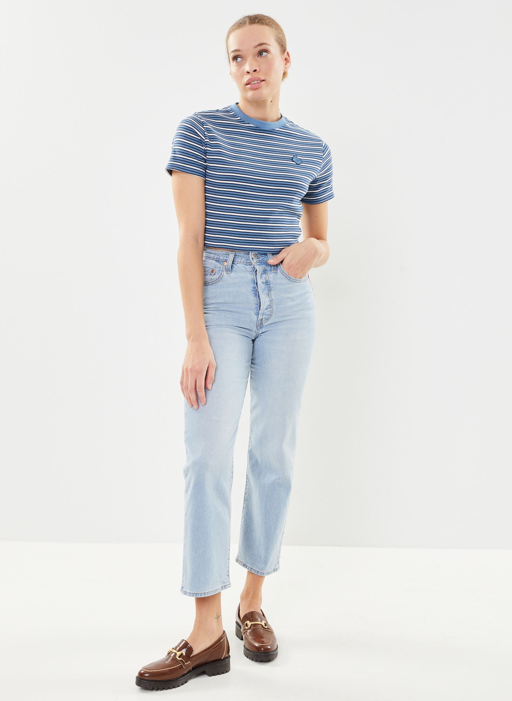 Kurzarm-T-Shirts Altoona Stripe SS W damen blau Dickies Kurzarm-T-Shirts Altoona Stripe SS W damen blau CORONET BLUE