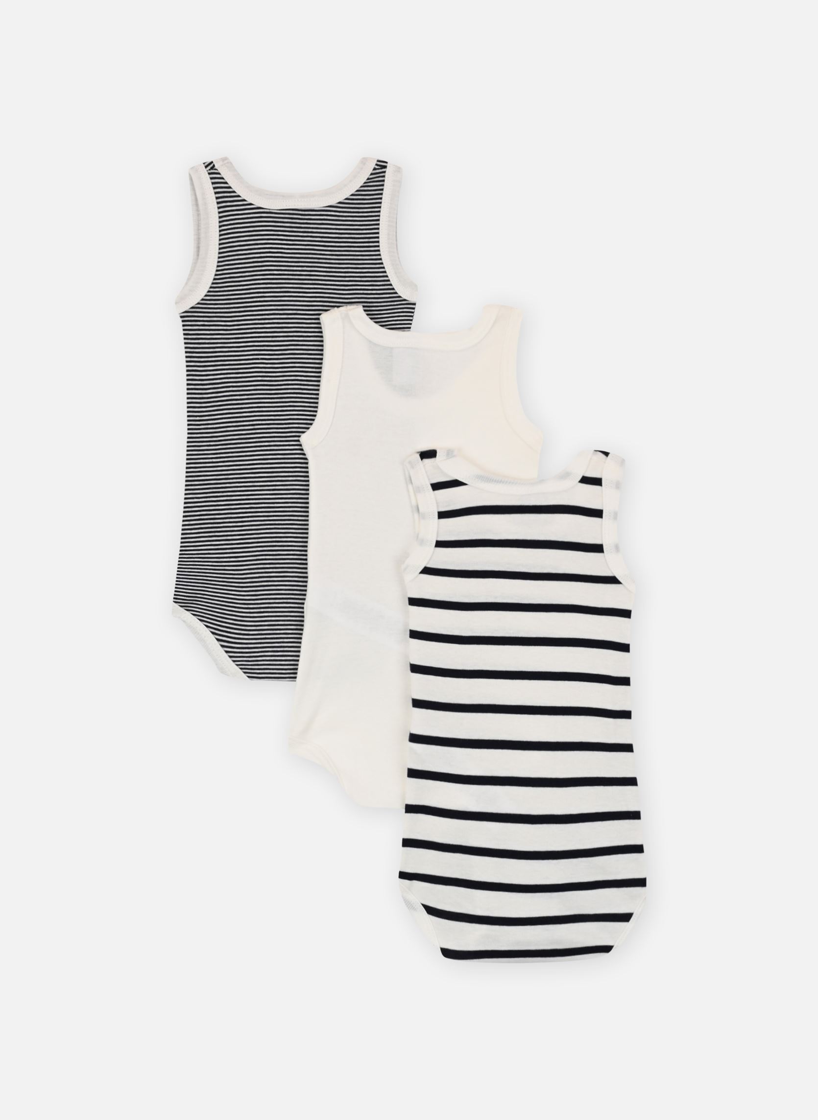 Body Lot de 3 Bodies Sans Manches Marinière multicolore Petit Bateau Body Lot de 3 Bodies Sans Manches Marinière multicolore VARIANTE 1