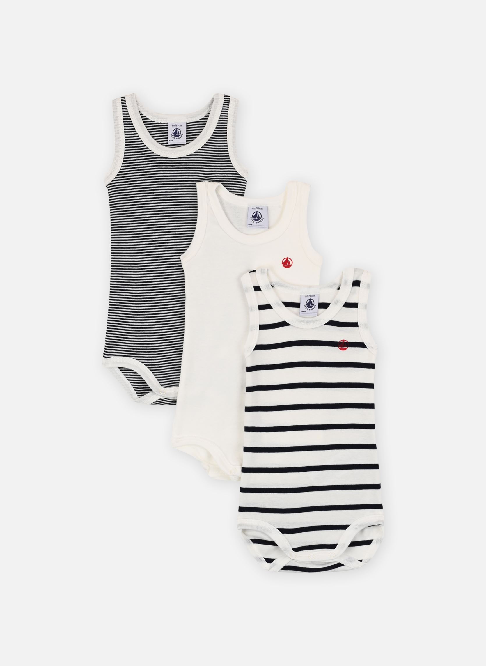 Vêtements Petit Bateau Lot de 3 Bodies Sans Manches Marinière pour Accessoires