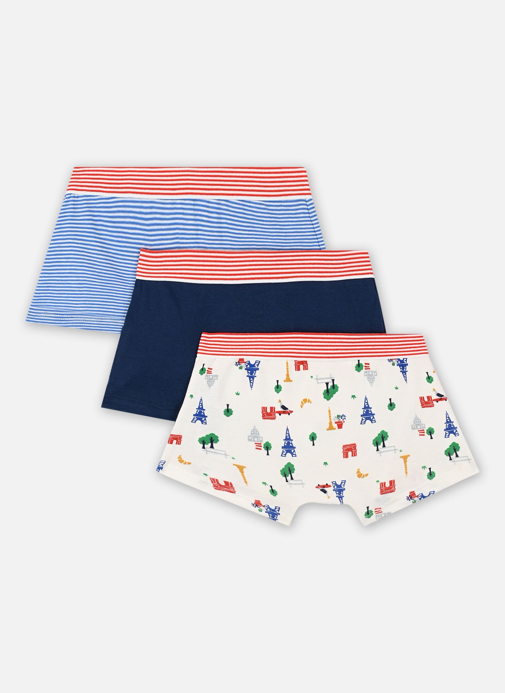 Paquete de ropa interior 3 Boxers niño blanco Petit Bateau Paquete de ropa interior 3 Boxers niño blanco VARIANTE 1