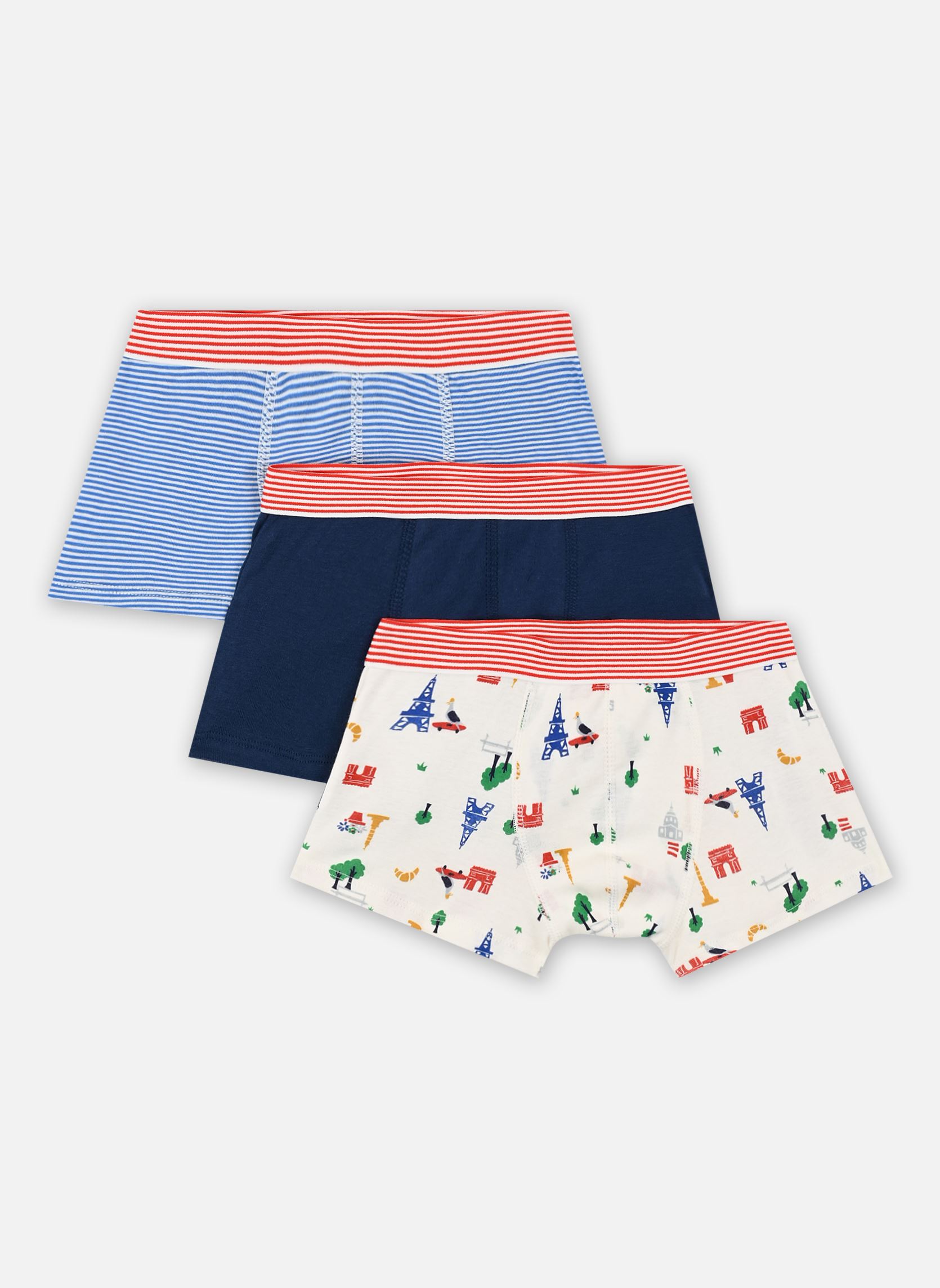 Paquete de ropa interior 3 Boxers niño blanco Petit Bateau Paquete de ropa interior 3 Boxers niño blanco VARIANTE 1