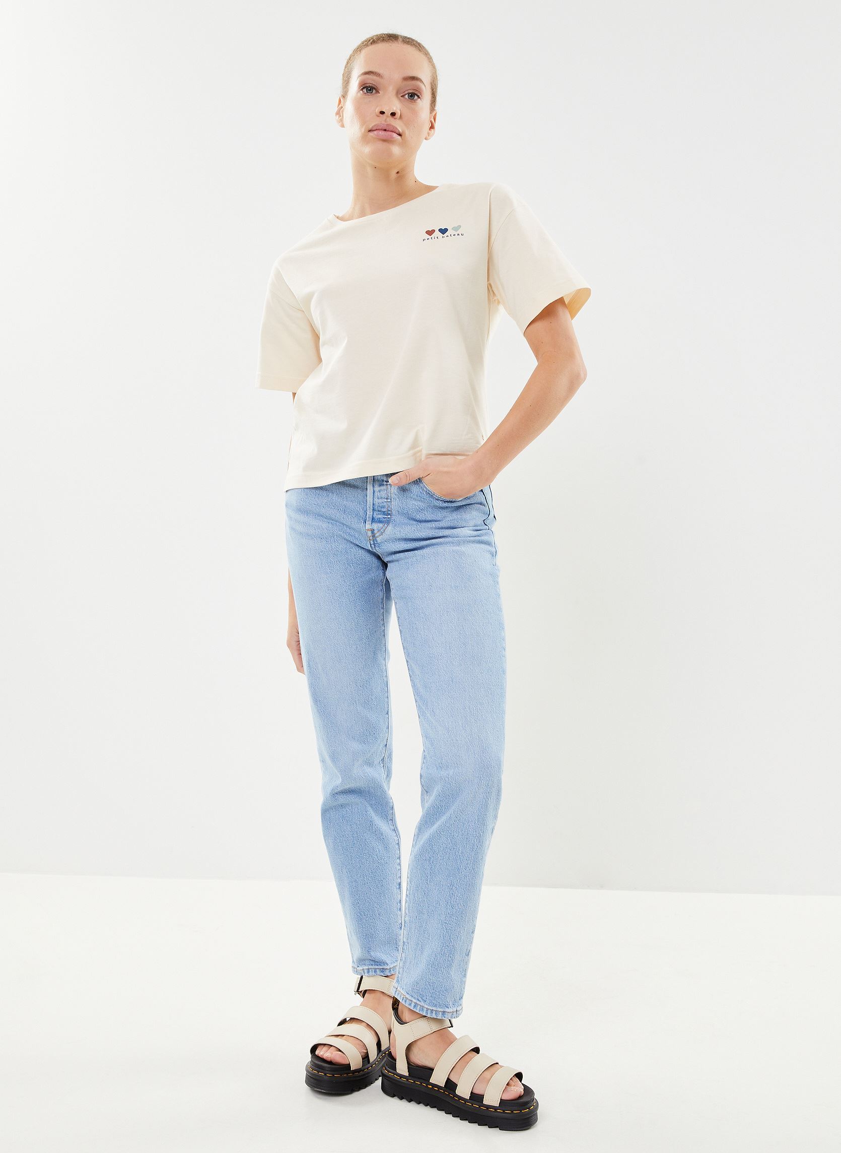 Tee-shirts manches courtes Tee Shirt MC Boxy Col Rond femme blanc Petit Bateau Tee-shirts manches courtes Tee Shirt MC Boxy Col Rond femme blanc Avalanche