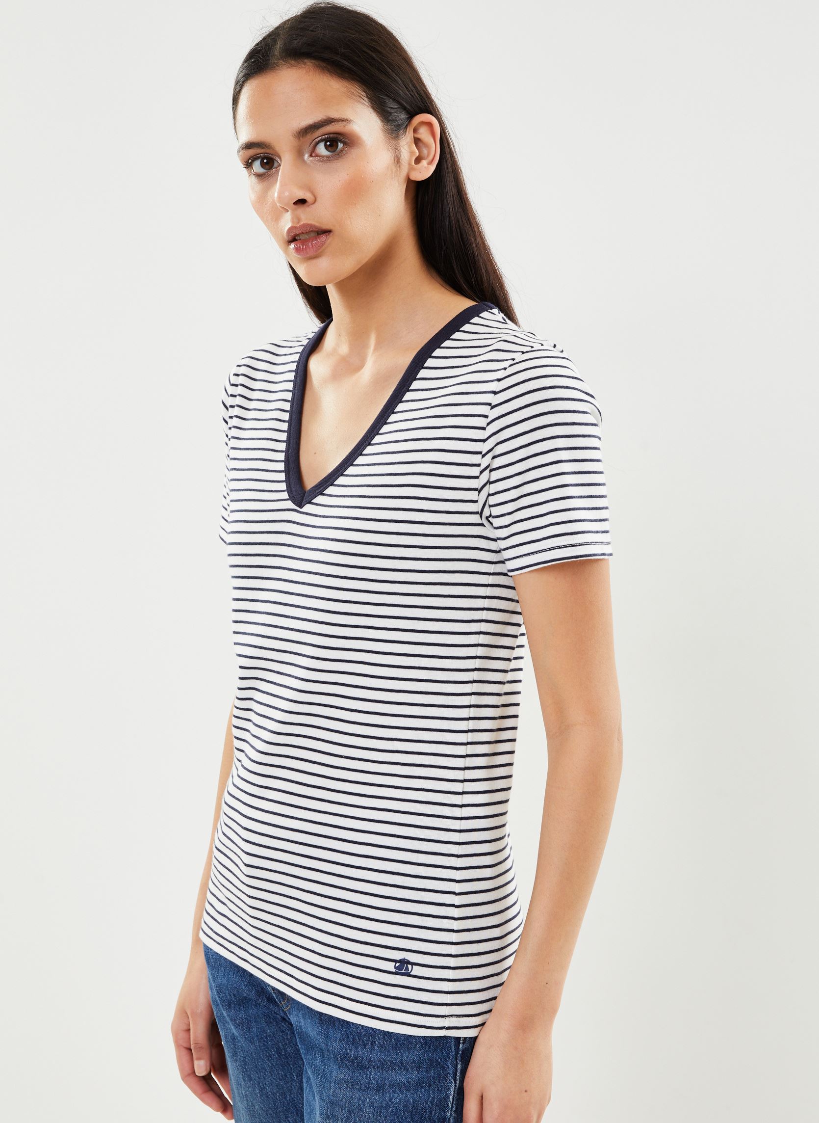 Vêtements Petit Bateau T shirt 'iconique manches courtes col V pour Accessoires
