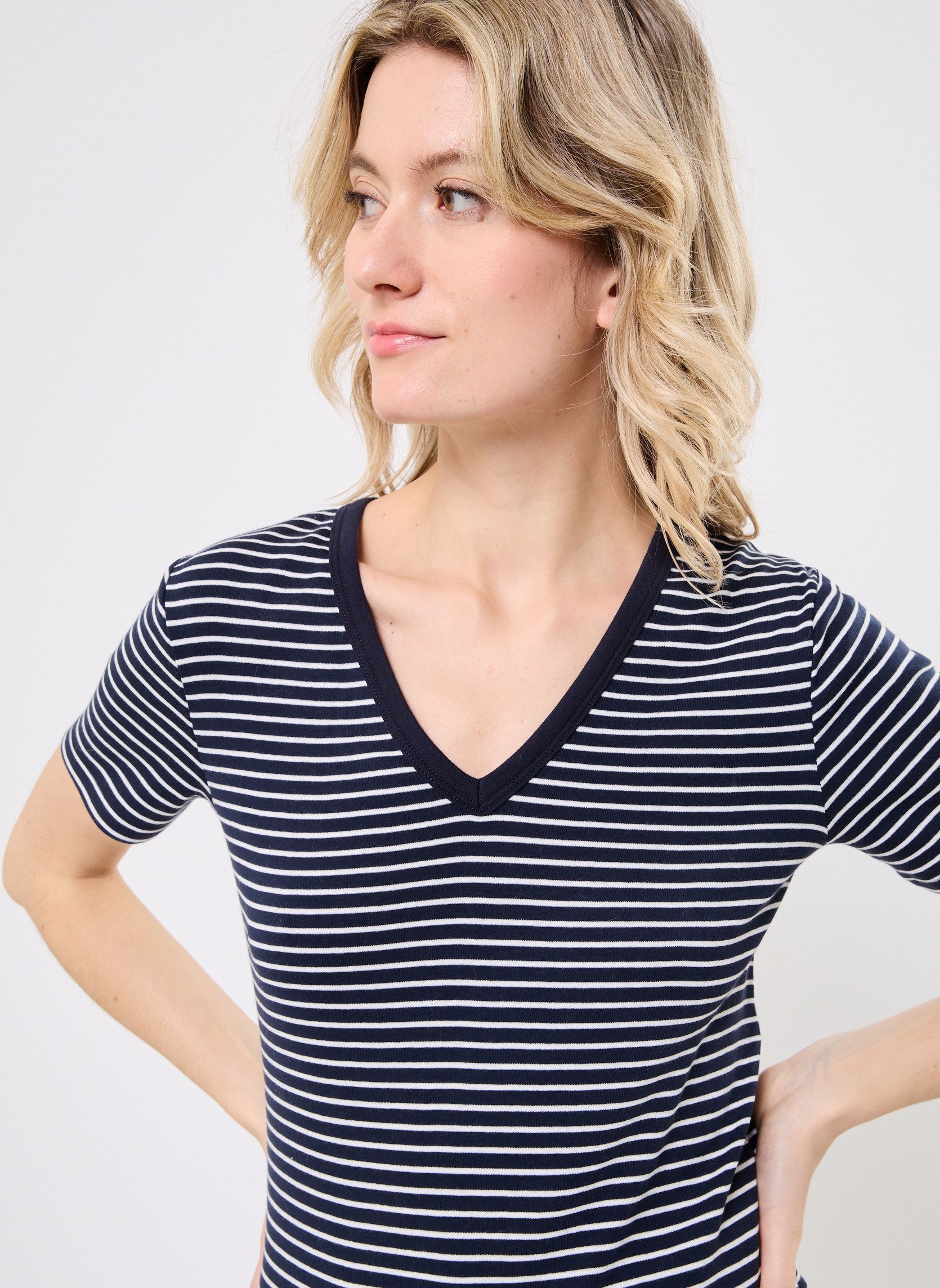 Kurzarm-T-Shirts T-shirt l'iconique manches courtes col V damen blau Petit Bateau Kurzarm-T-Shirts T-shirt l'iconique manches courtes col V damen blau SMOKINGMARSHMALLOW