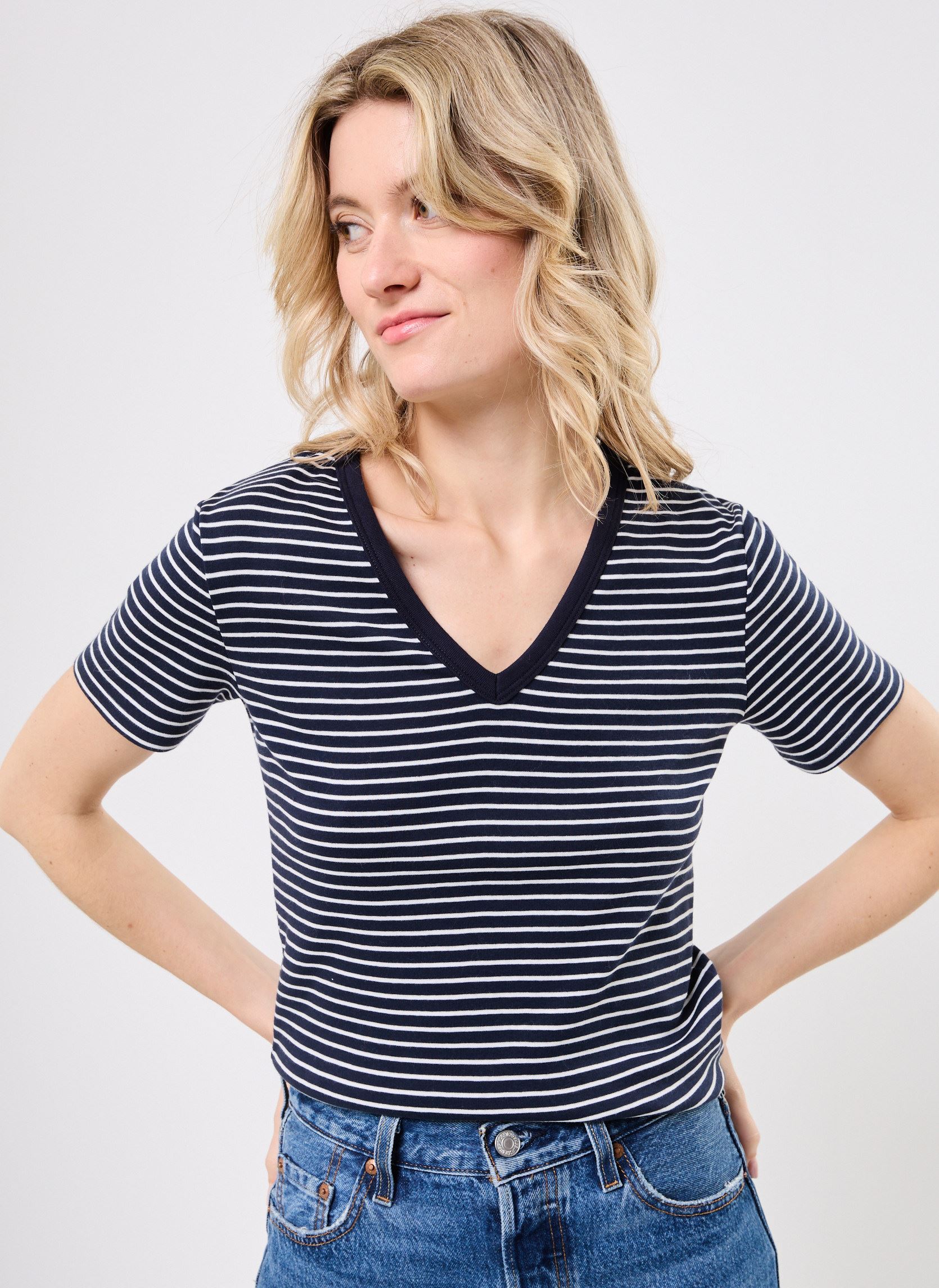 Vêtements Petit Bateau T shirt 'iconique manches courtes col V pour Accessoires - vue 6