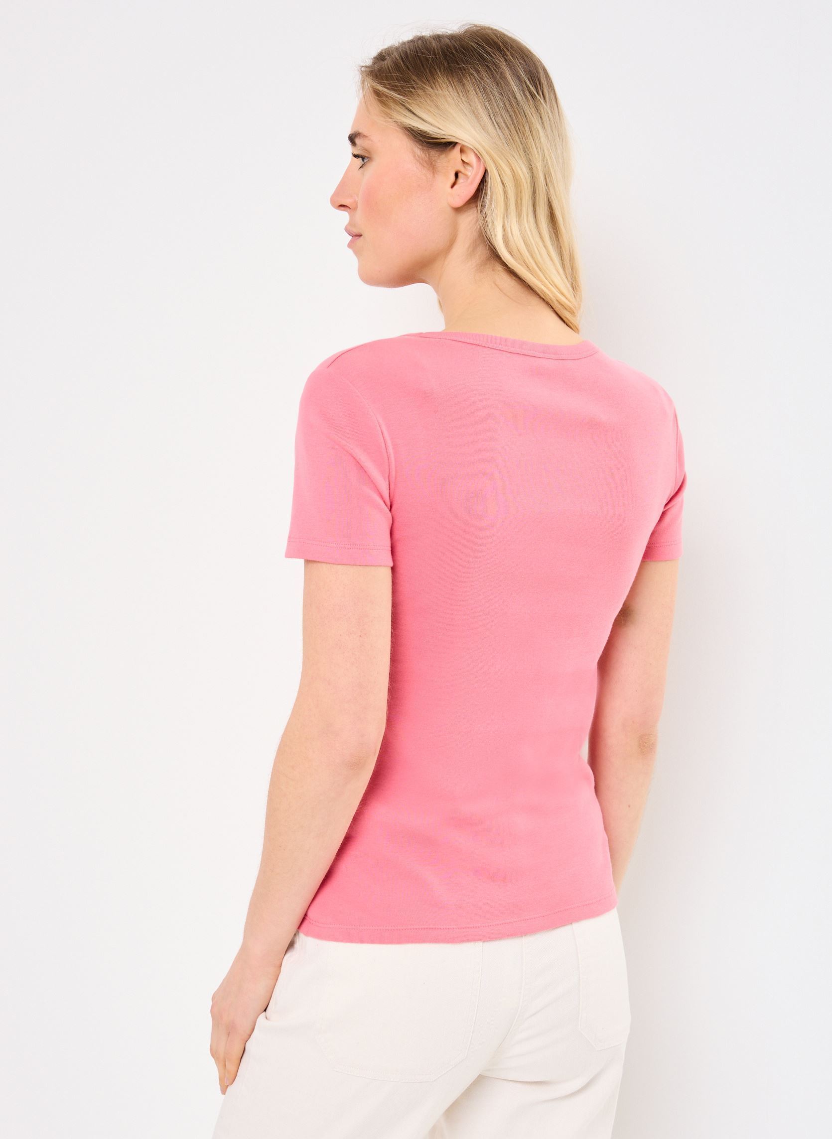 Tee-shirts manches courtes T-shirt l'iconique manches courtes col V femme rose Petit Bateau Tee-shirts manches courtes T-shirt l'iconique manches courtes col V femme rose PEONIA
