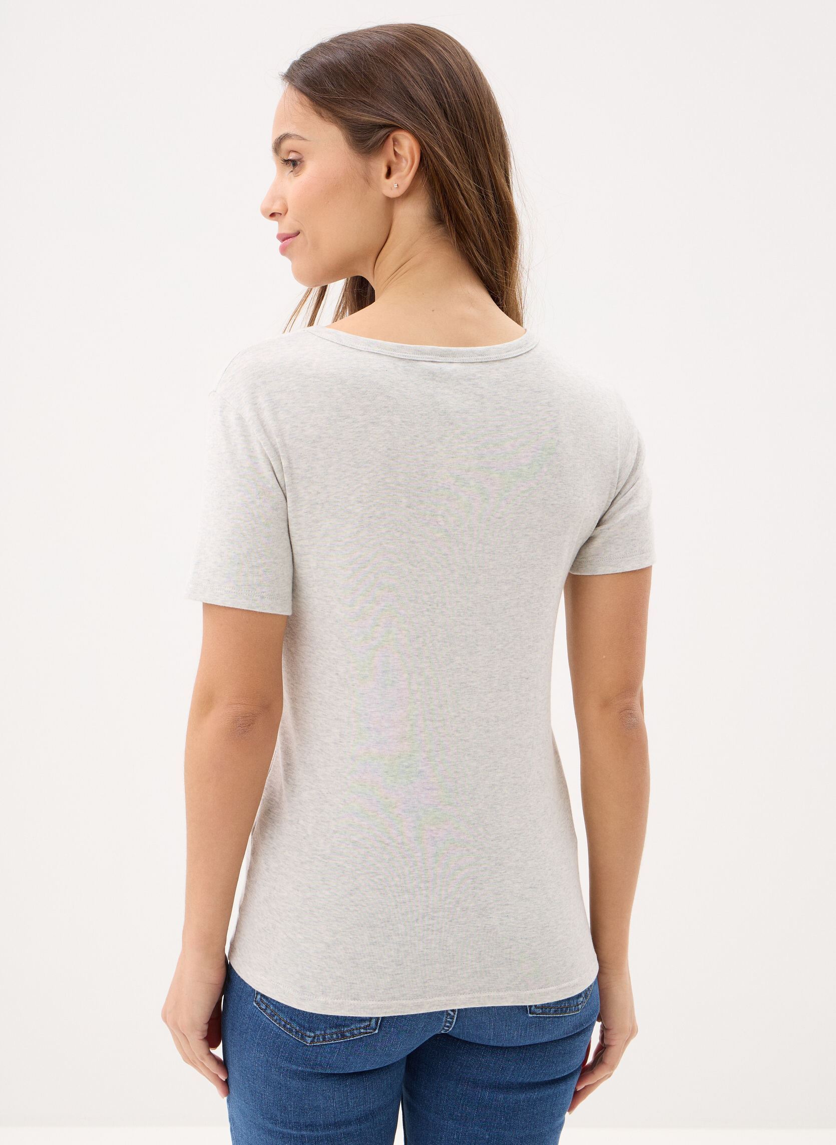 Tee-shirts manches courtes T-shirt l'iconique manches courtes col V femme gris Petit Bateau Tee-shirts manches courtes T-shirt l'iconique manches courtes col V femme gris BELUGA CHINE