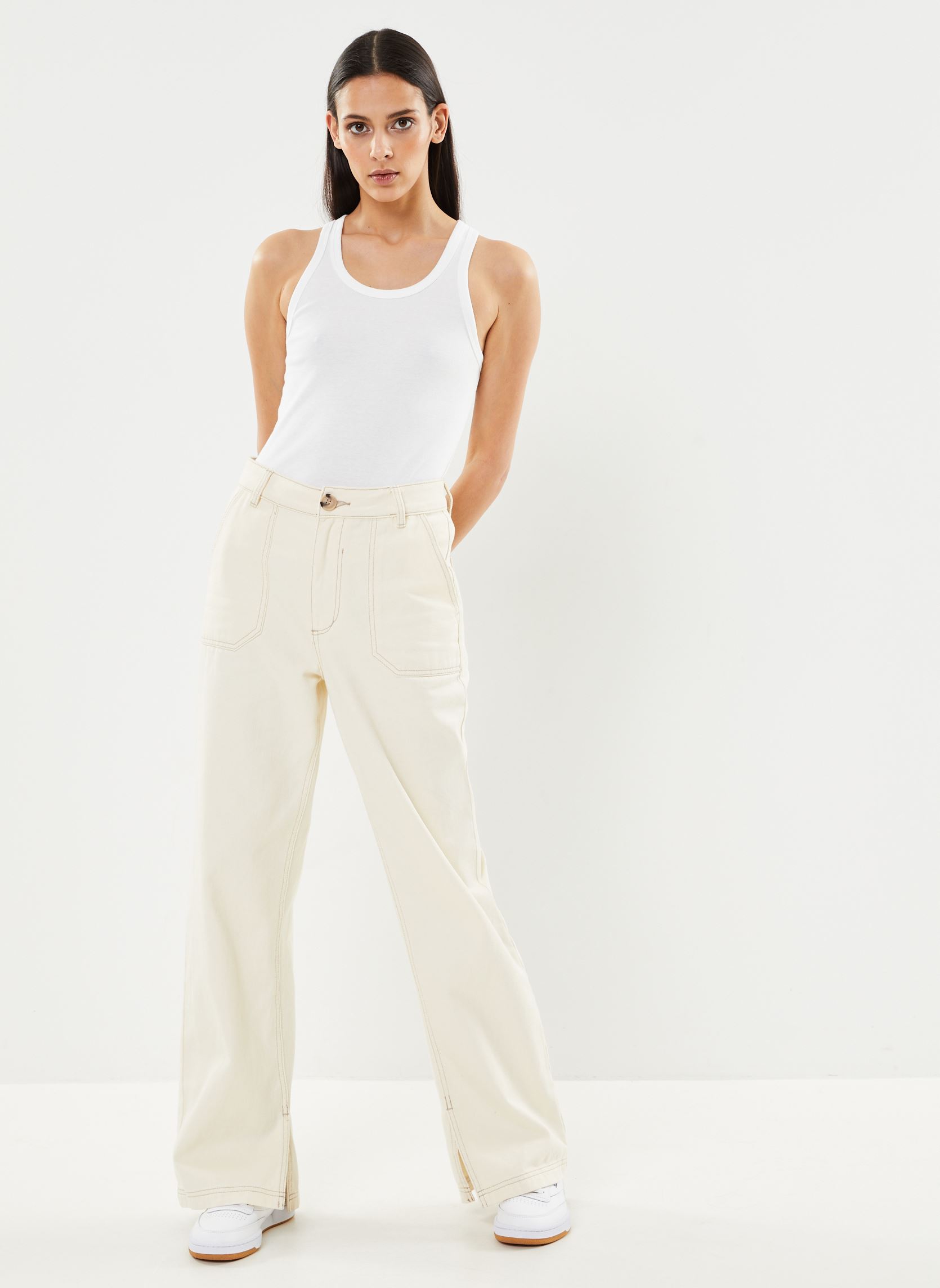 Débardeurs Débardeur l'iconique en coton femme blanc Petit Bateau Débardeurs Débardeur l'iconique en coton femme blanc ECUME