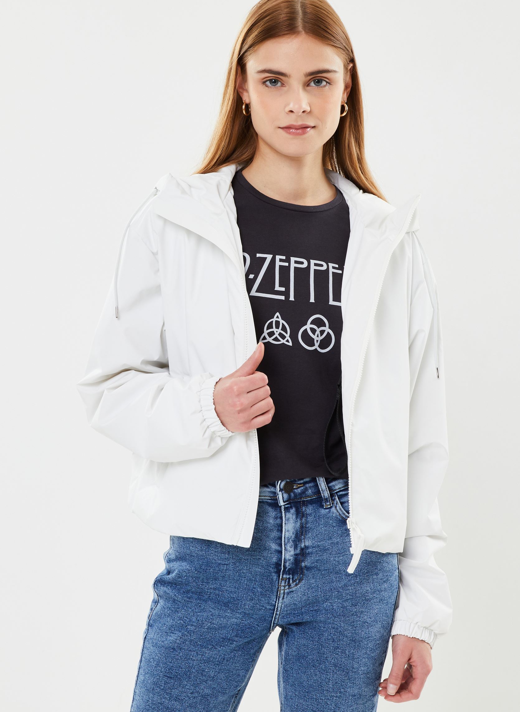 Jassen Lohja Short Jacket W dames wit Rains Jassen Lohja Short Jacket W dames wit POWDER