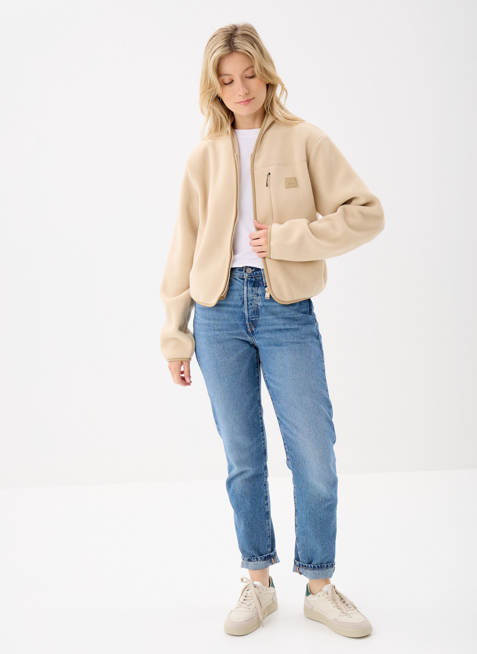 Pile Durban Short Fleece Jacket W donna beige Rains Pile Durban Short Fleece Jacket W donna beige SAND