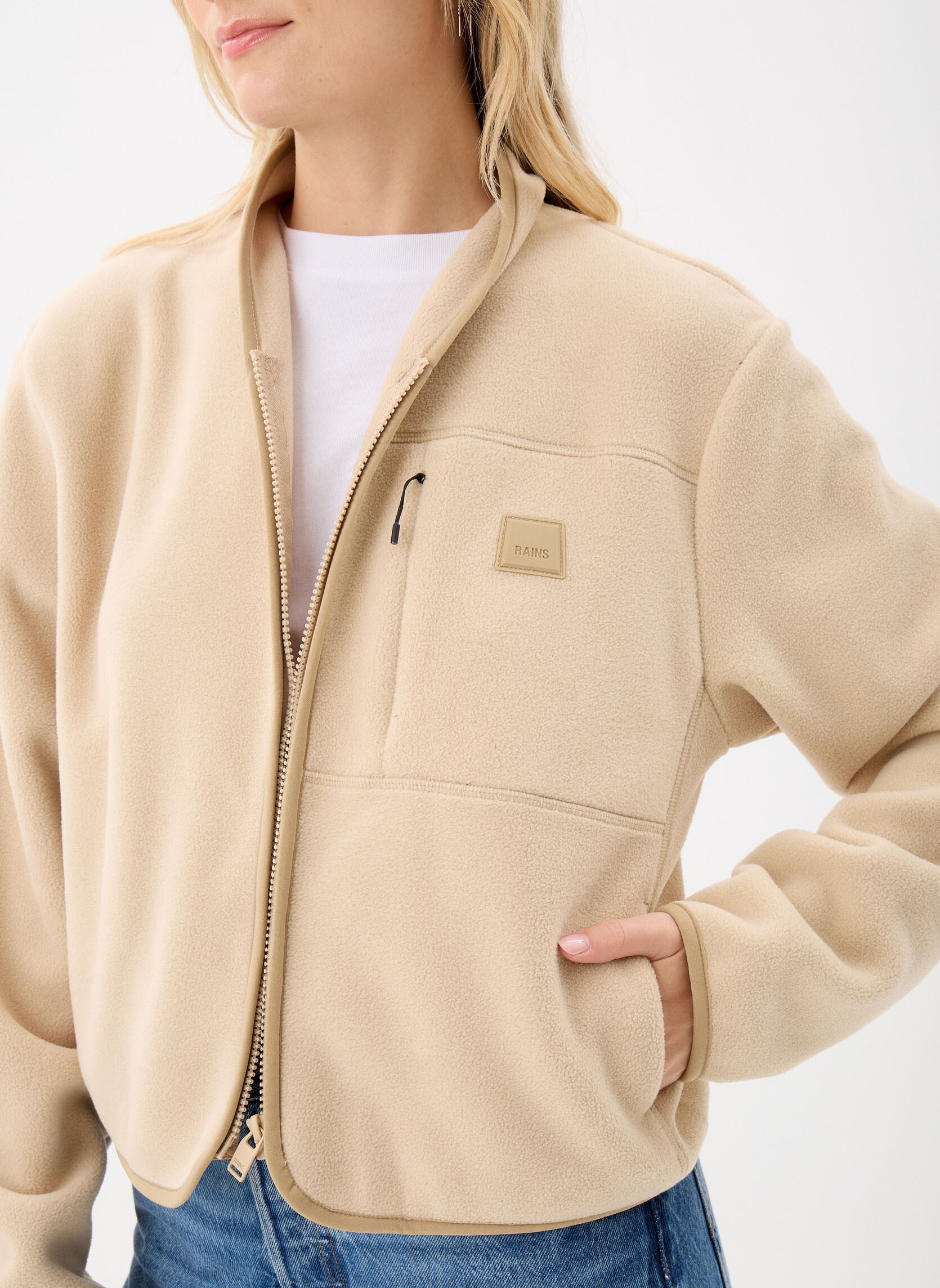Pile Durban Short Fleece Jacket W donna beige Rains Pile Durban Short Fleece Jacket W donna beige SAND