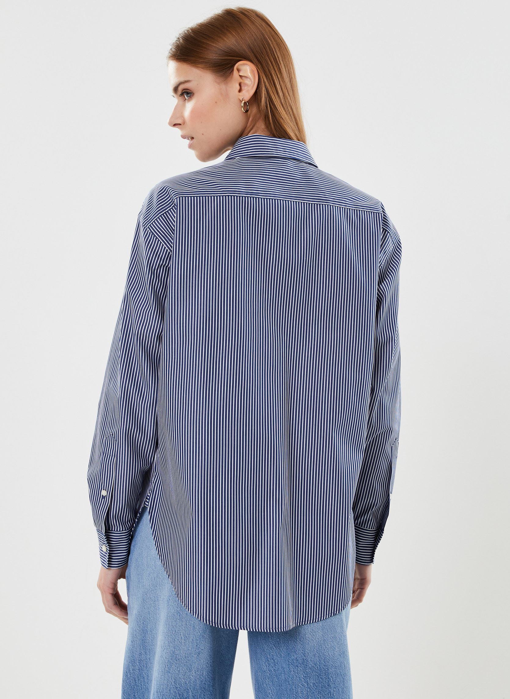 Langarm-Hemden Chemise en popeline de coton rayée damen blau Lauren Ralph Lauren Langarm-Hemden Chemise en popeline de coton rayée damen blau INDIGO SAIL/WHITE