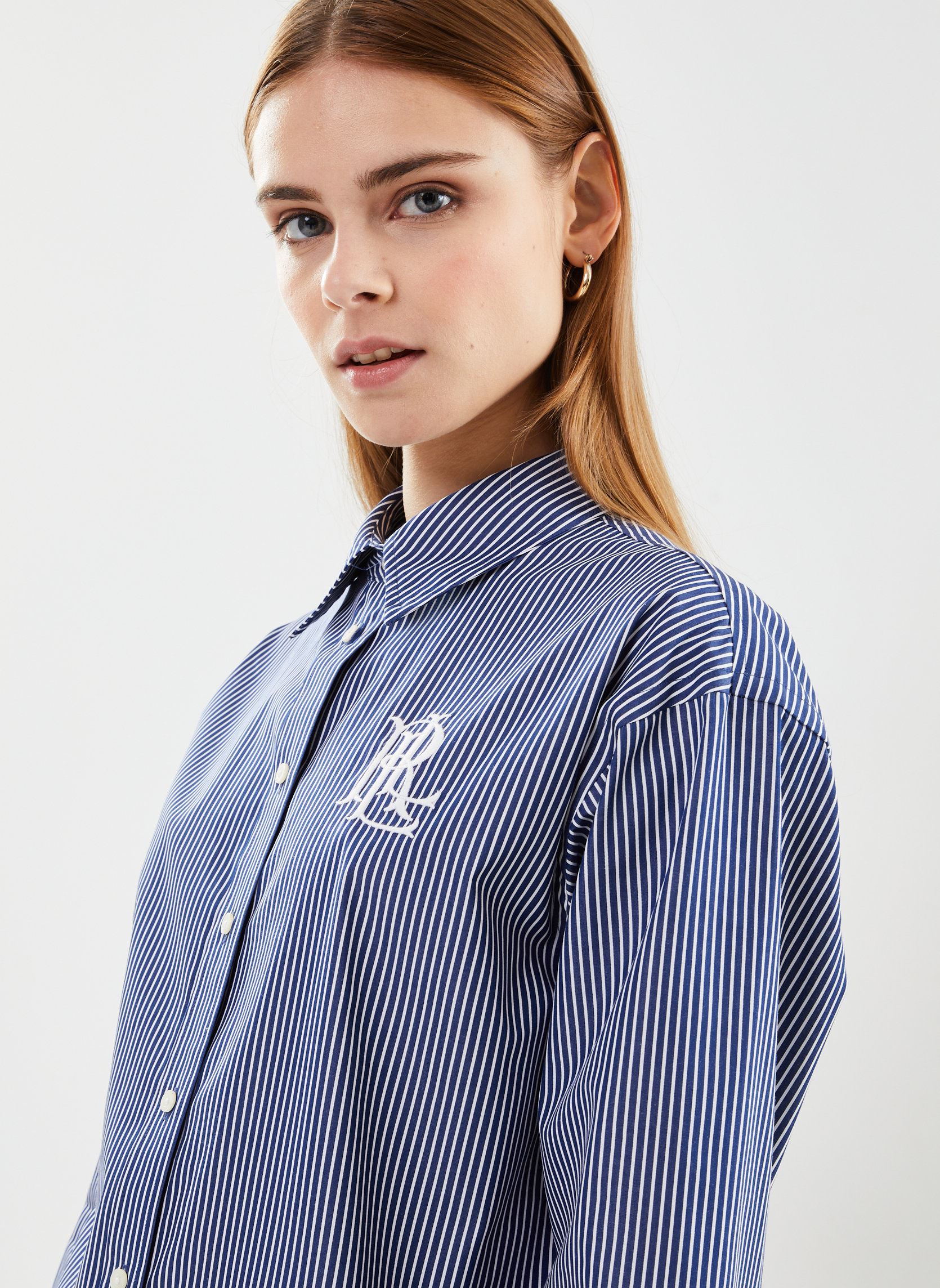 Langarm-Hemden Chemise en popeline de coton rayée damen blau Lauren Ralph Lauren Langarm-Hemden Chemise en popeline de coton rayée damen blau INDIGO SAIL/WHITE