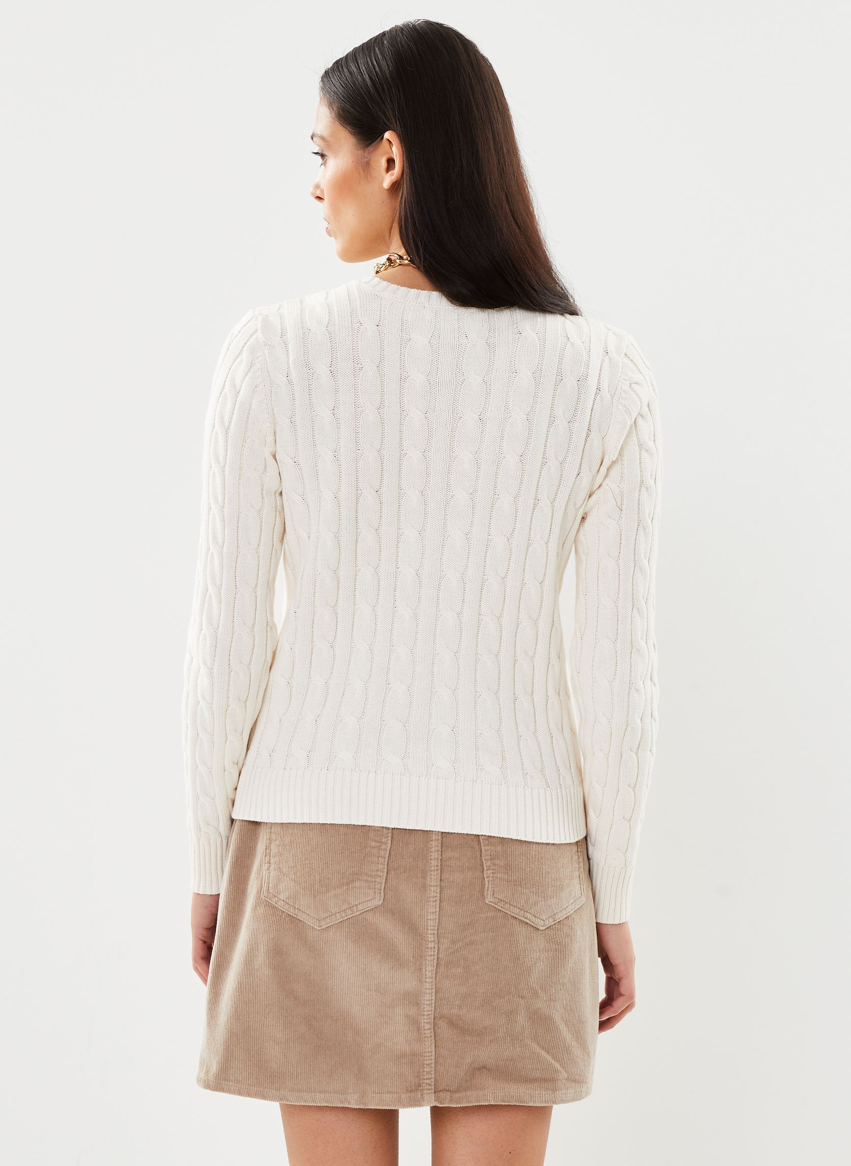 Gilets Cardigan torsadé en coton femme blanc Lauren Ralph Lauren Gilets Cardigan torsadé en coton femme blanc Mascarpone Cream