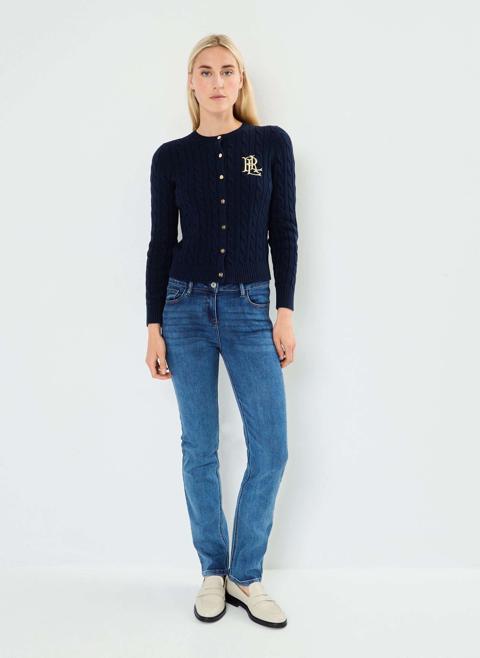 Vesten Cardigan torsadé en coton dames blauw Lauren Ralph Lauren Vesten Cardigan torsadé en coton dames blauw LAUREN NAVY