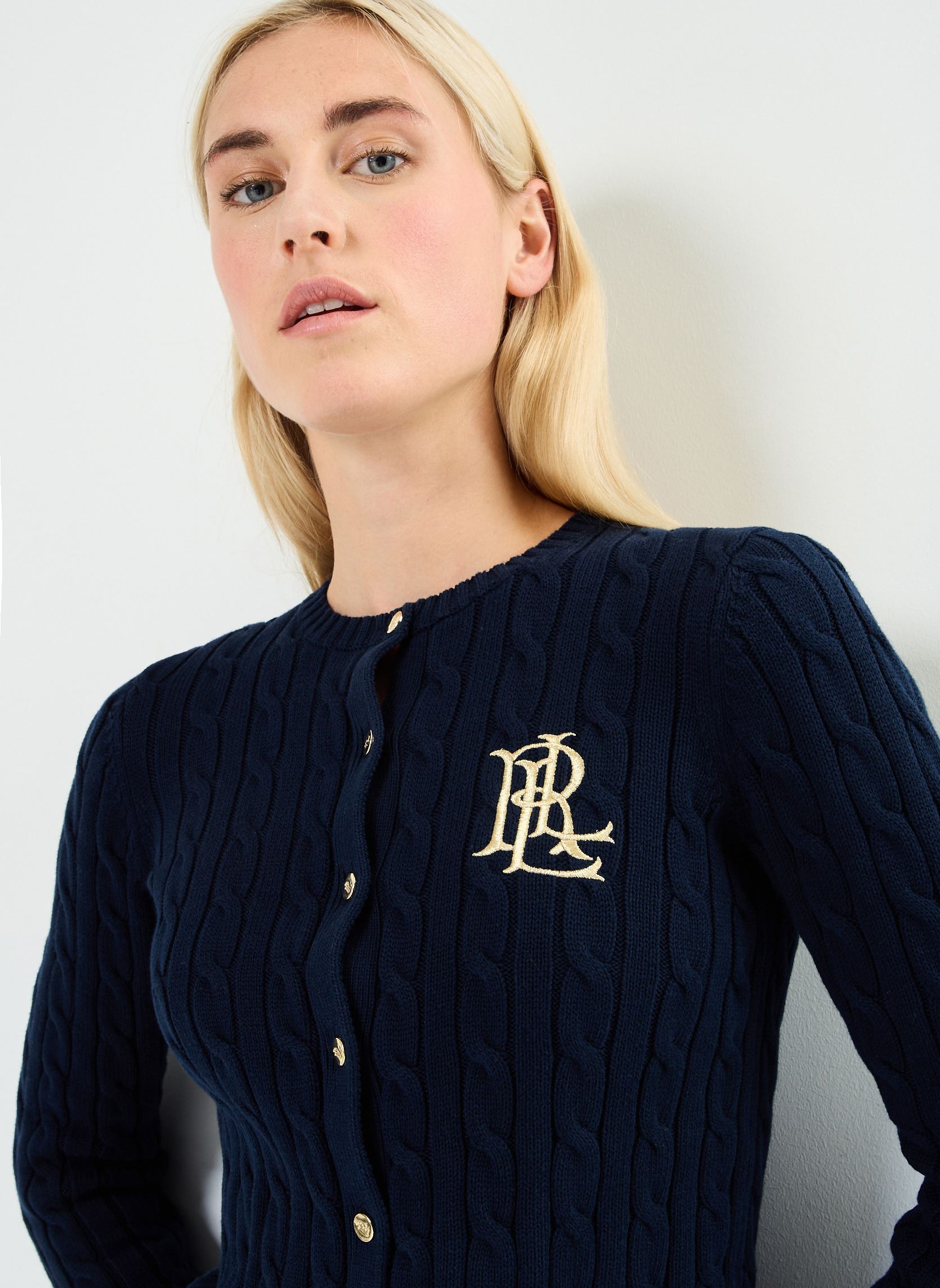 Vesten Cardigan torsadé en coton dames blauw Lauren Ralph Lauren Vesten Cardigan torsadé en coton dames blauw LAUREN NAVY