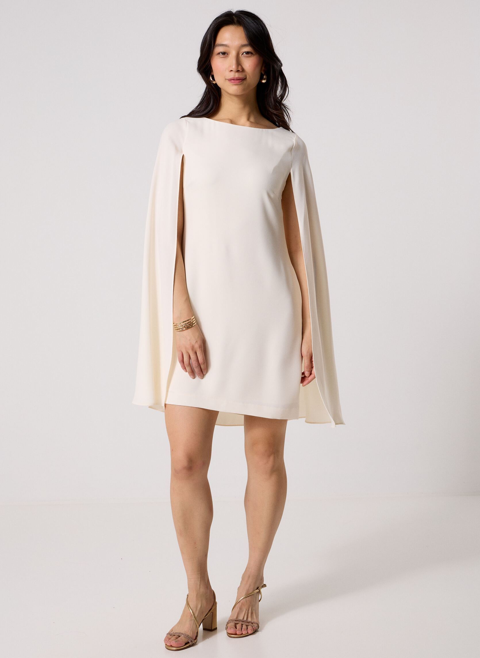 Robes Robe de cocktail à cape en georgette femme blanc Lauren Ralph Lauren Robes Robe de cocktail à cape en georgette femme blanc MASCARPONE CREAM