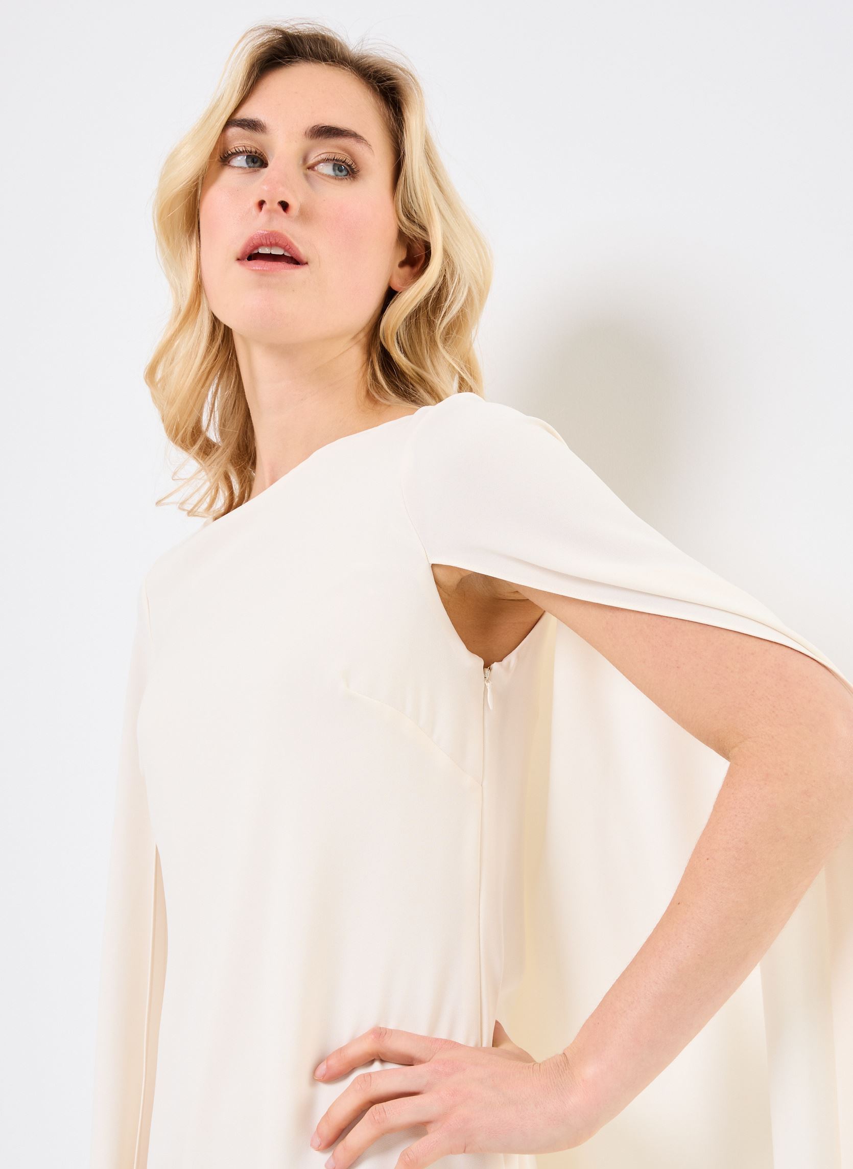 Robes Robe de cocktail à cape en georgette femme blanc Lauren Ralph Lauren Robes Robe de cocktail à cape en georgette femme blanc MASCARPONE CREAM