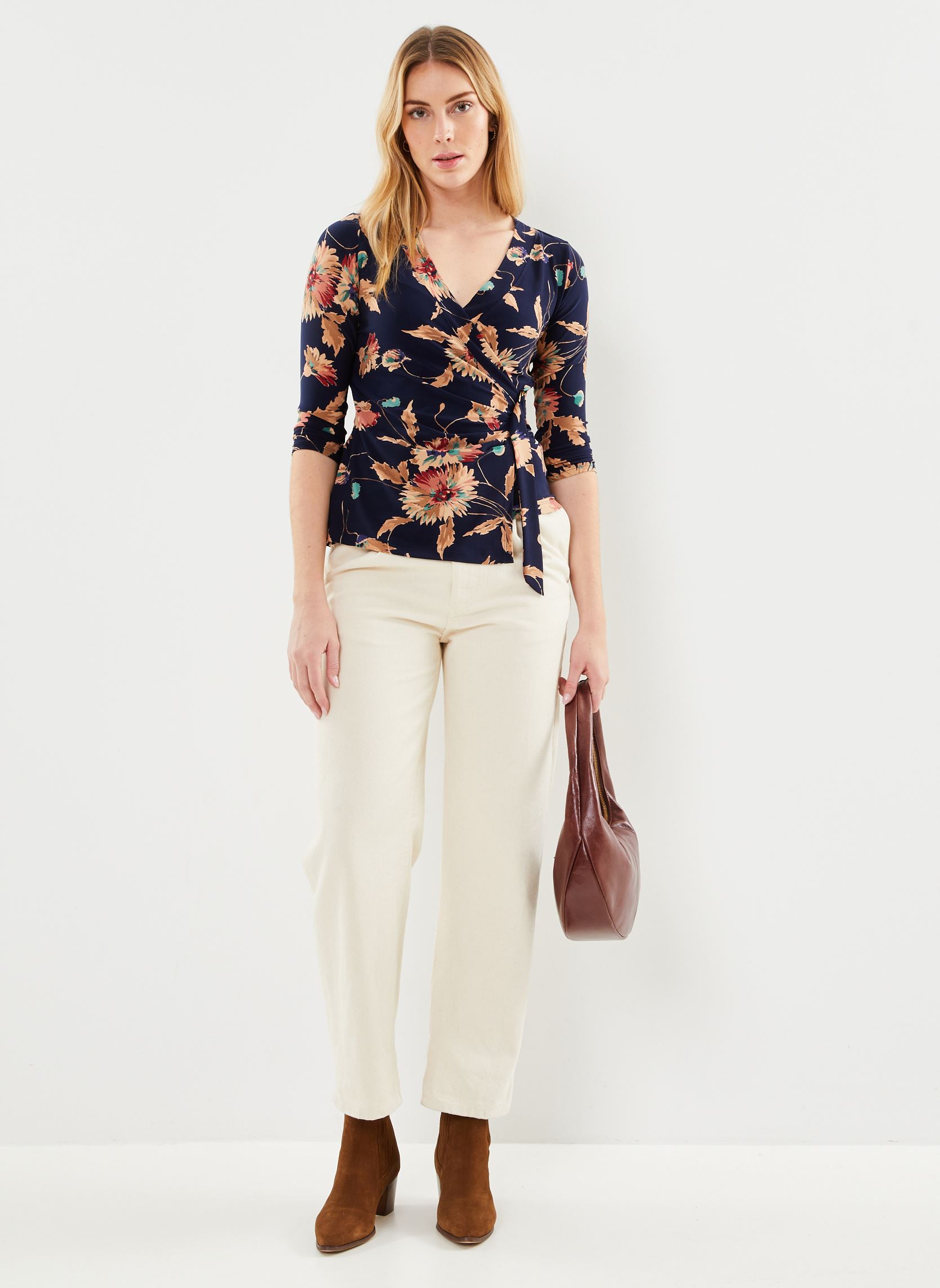 Blouses manches longues Haut à motif fleuri en jersey stretch femme bleu Lauren Ralph Lauren Blouses manches longues Haut à motif fleuri en jersey stretch femme bleu NAVY/TAN/MULTI
