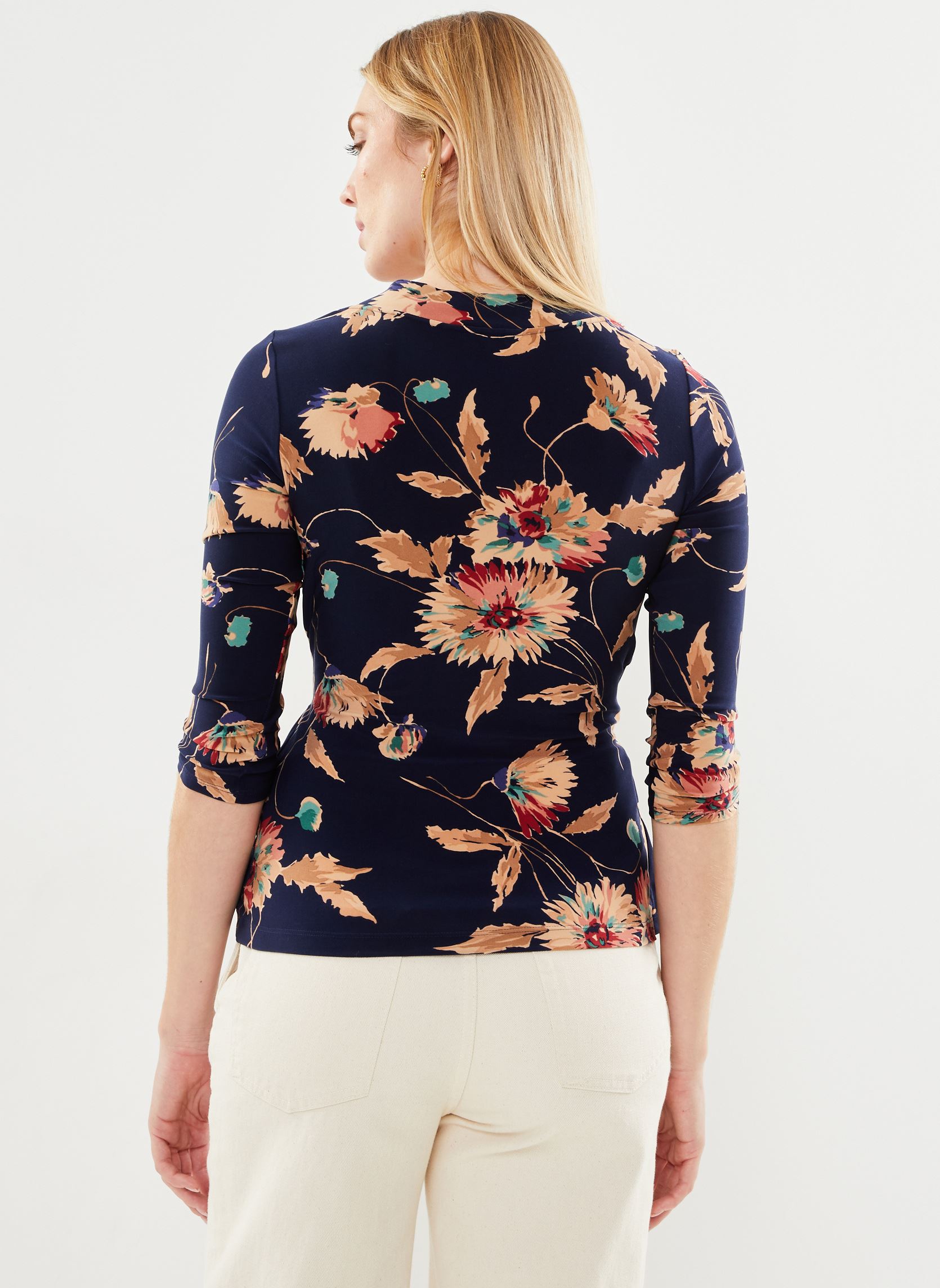 Blouses manches longues Haut à motif fleuri en jersey stretch femme bleu Lauren Ralph Lauren Blouses manches longues Haut à motif fleuri en jersey stretch femme bleu NAVY/TAN/MULTI