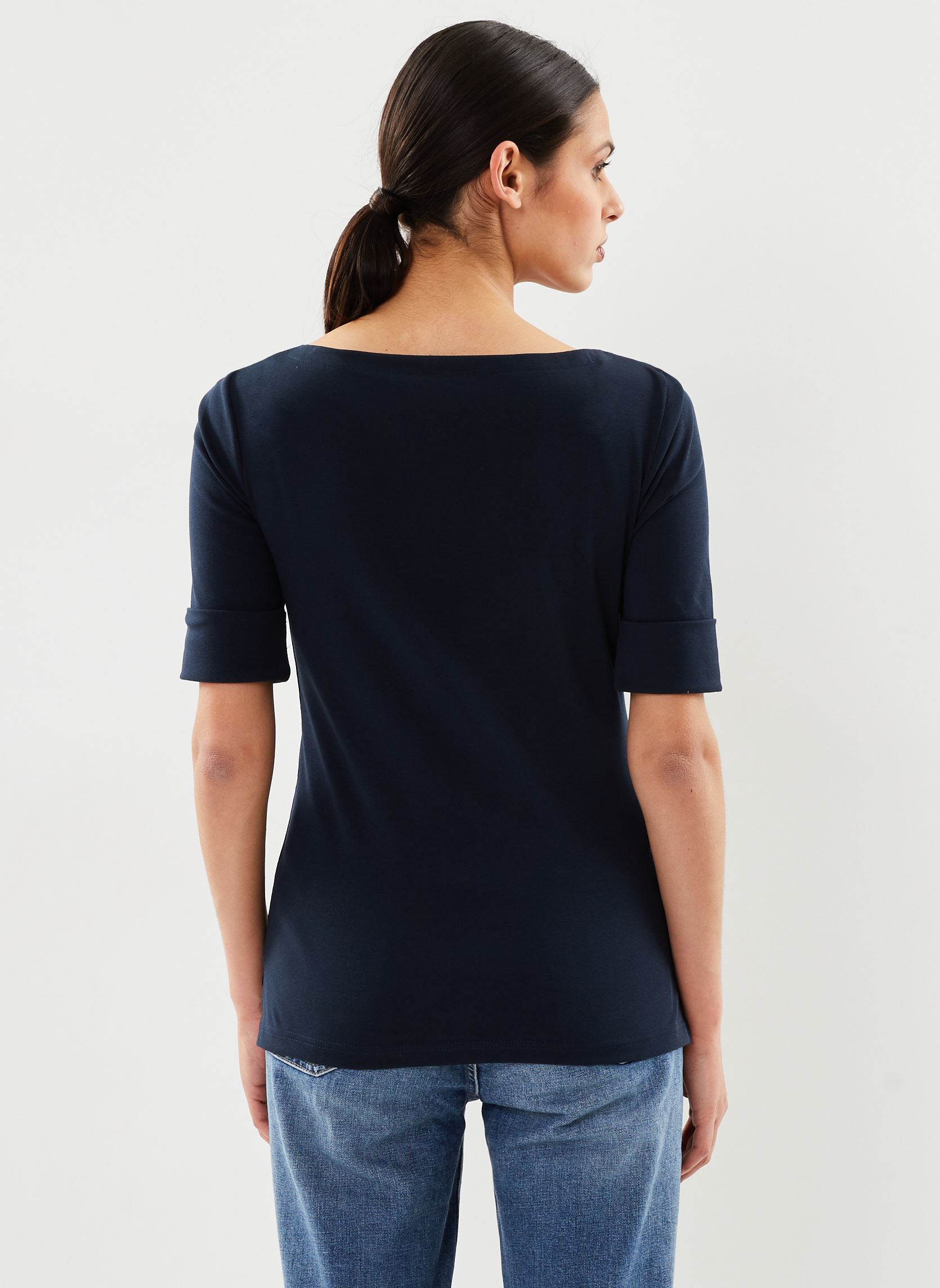 Tee-shirts manches courtes T-shirt en coton stretch femme bleu Lauren Ralph Lauren Tee-shirts manches courtes T-shirt en coton stretch femme bleu LAUREN NAVY