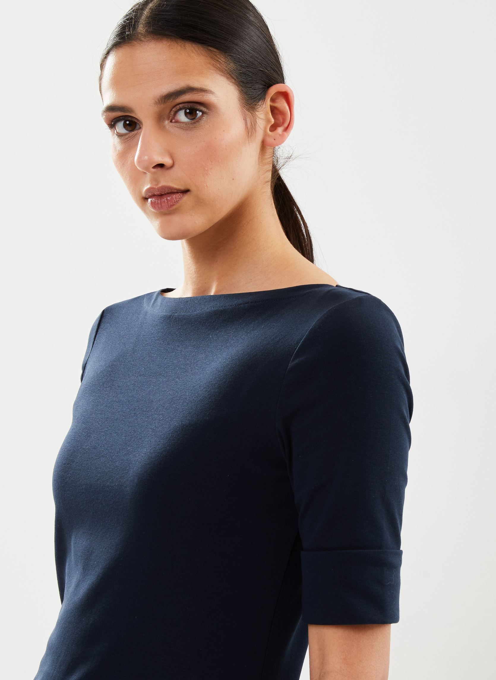 Tee-shirts manches courtes T-shirt en coton stretch femme bleu Lauren Ralph Lauren Tee-shirts manches courtes T-shirt en coton stretch femme bleu LAUREN NAVY