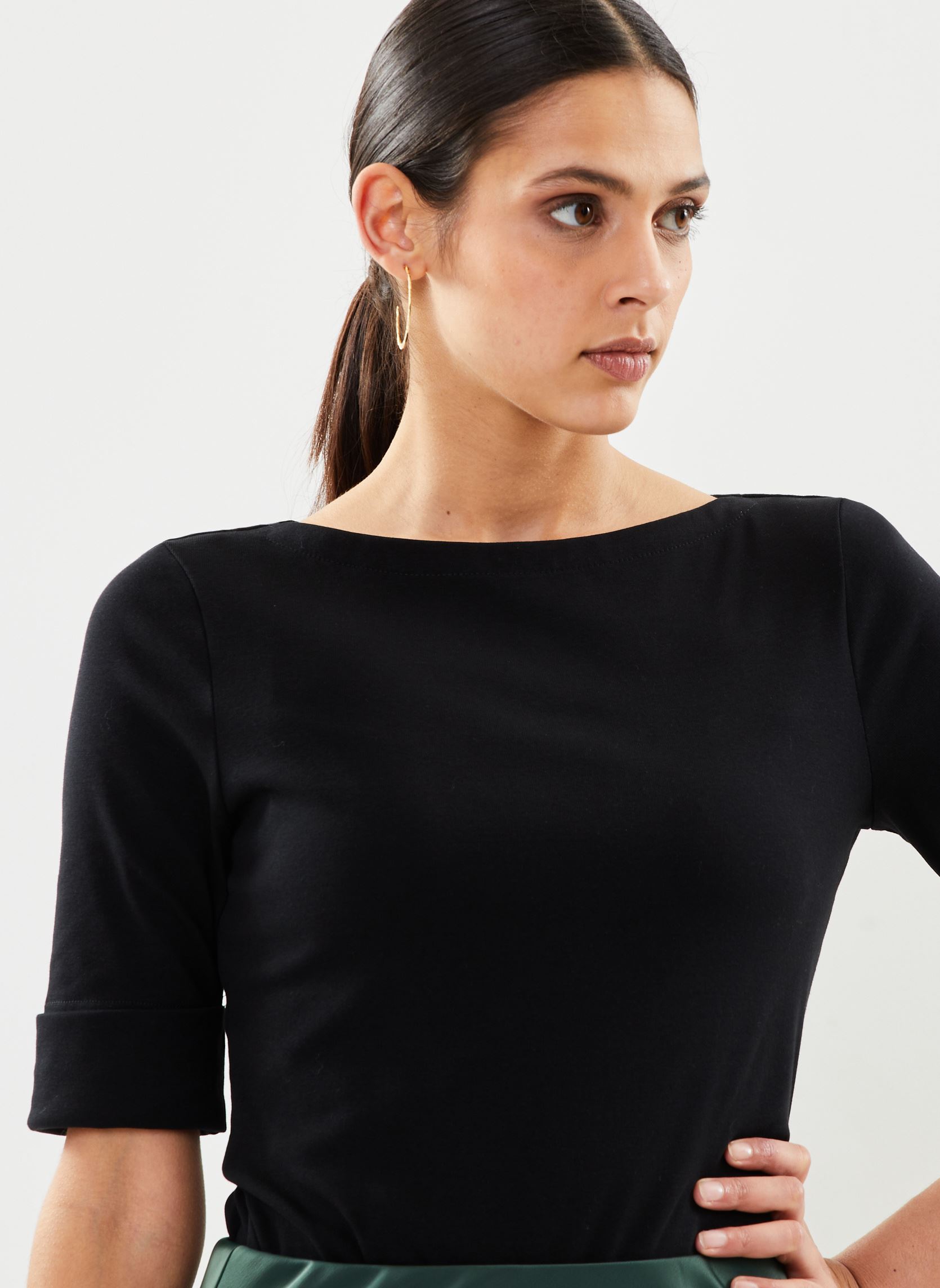 T-shirt a maniche corte T-shirt en coton stretch donna nero Lauren Ralph Lauren T-shirt a maniche corte T-shirt en coton stretch donna nero POLO BLACK