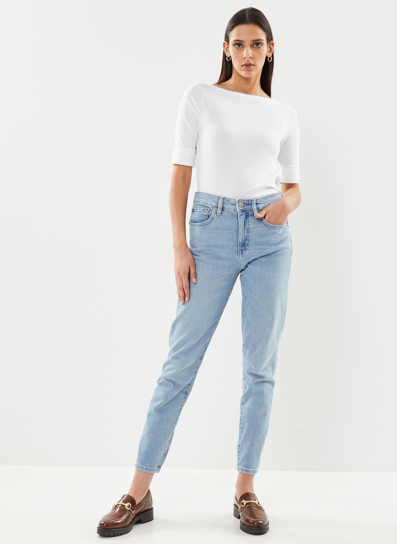 Kurzarm-T-Shirts T-shirt en coton stretch damen weiß Lauren Ralph Lauren Kurzarm-T-Shirts T-shirt en coton stretch damen weiß WHITE