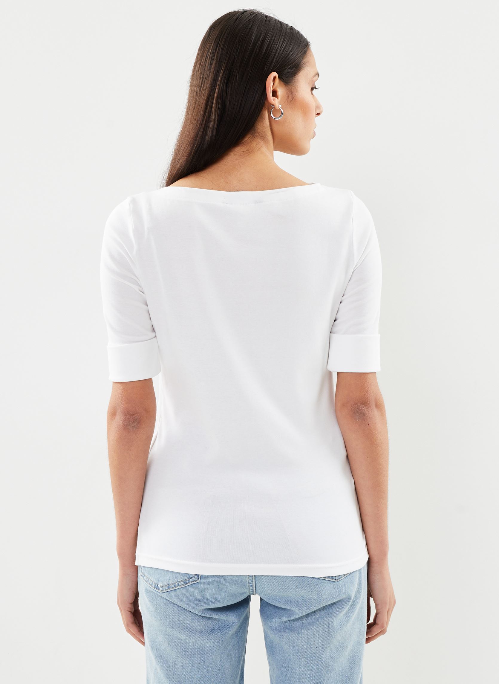 Kurzarm-T-Shirts T-shirt en coton stretch damen weiß Lauren Ralph Lauren Kurzarm-T-Shirts T-shirt en coton stretch damen weiß WHITE