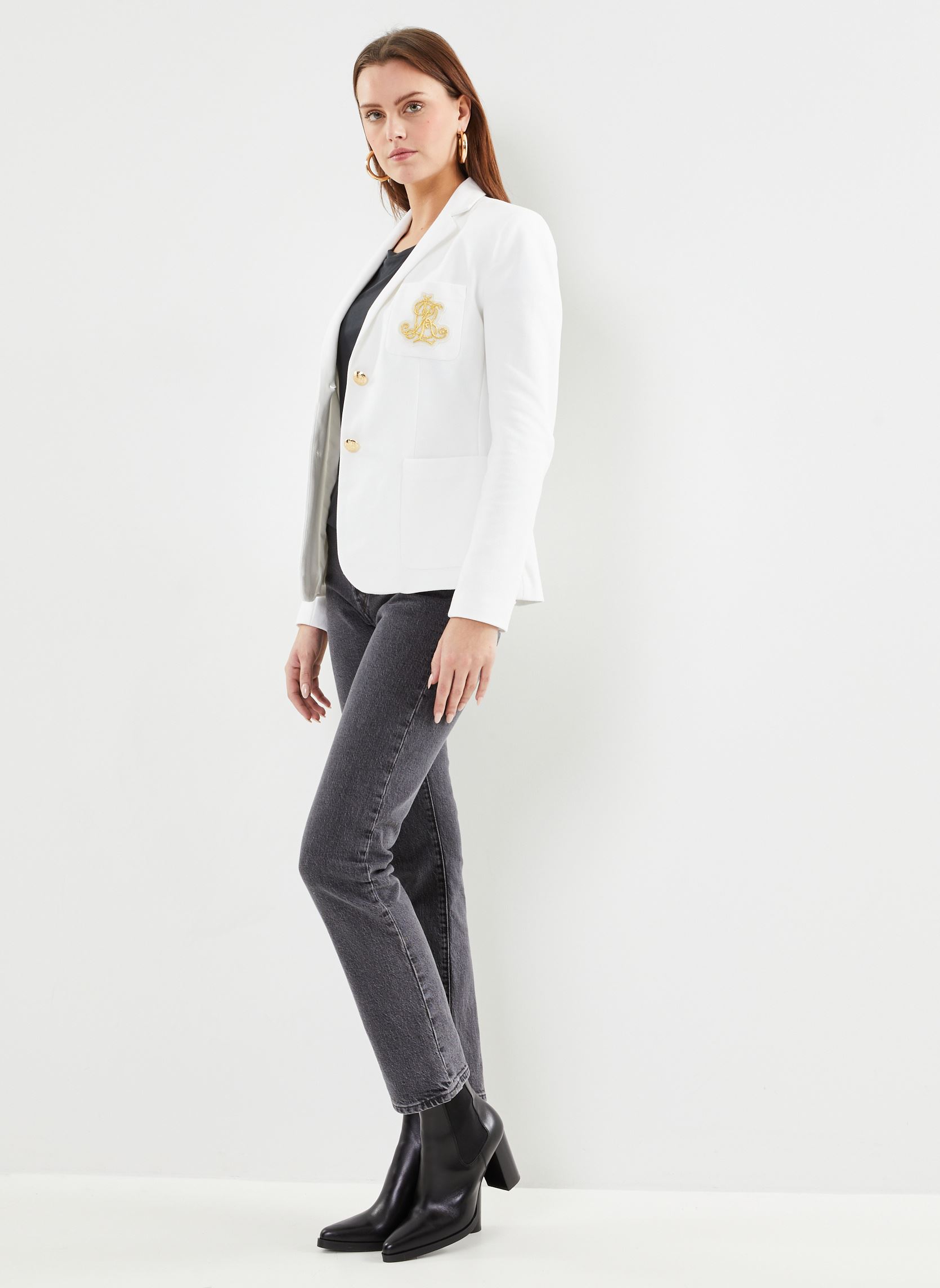 Vestes de blazer Blazer en jacquard à broderie bullion femme blanc Lauren Ralph Lauren Vestes de blazer Blazer en jacquard à broderie bullion femme blanc WHITE