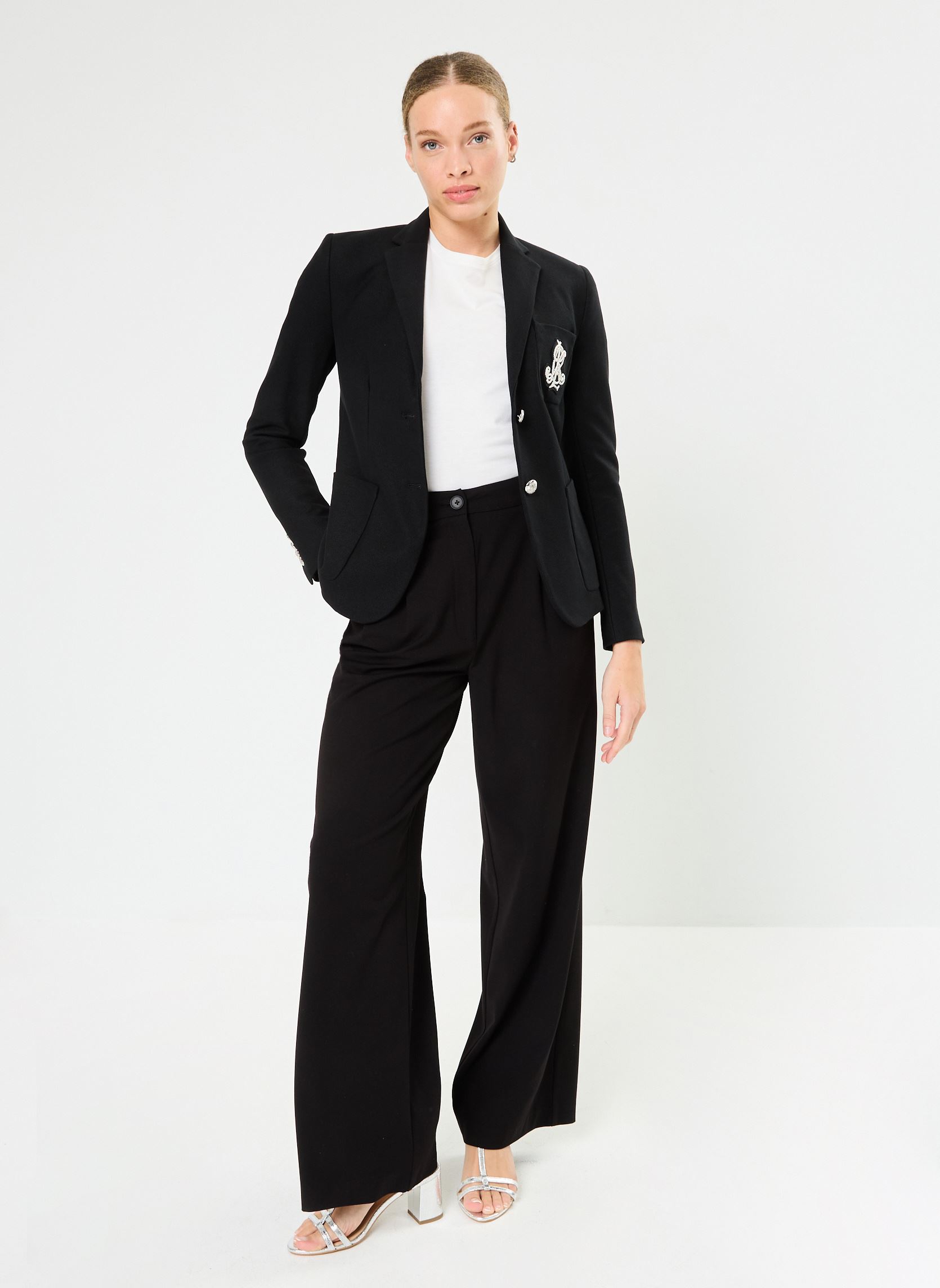 Vestes de blazer Blazer en jacquard à broderie bullion femme noir Lauren Ralph Lauren Vestes de blazer Blazer en jacquard à broderie bullion femme noir POLO BLACK