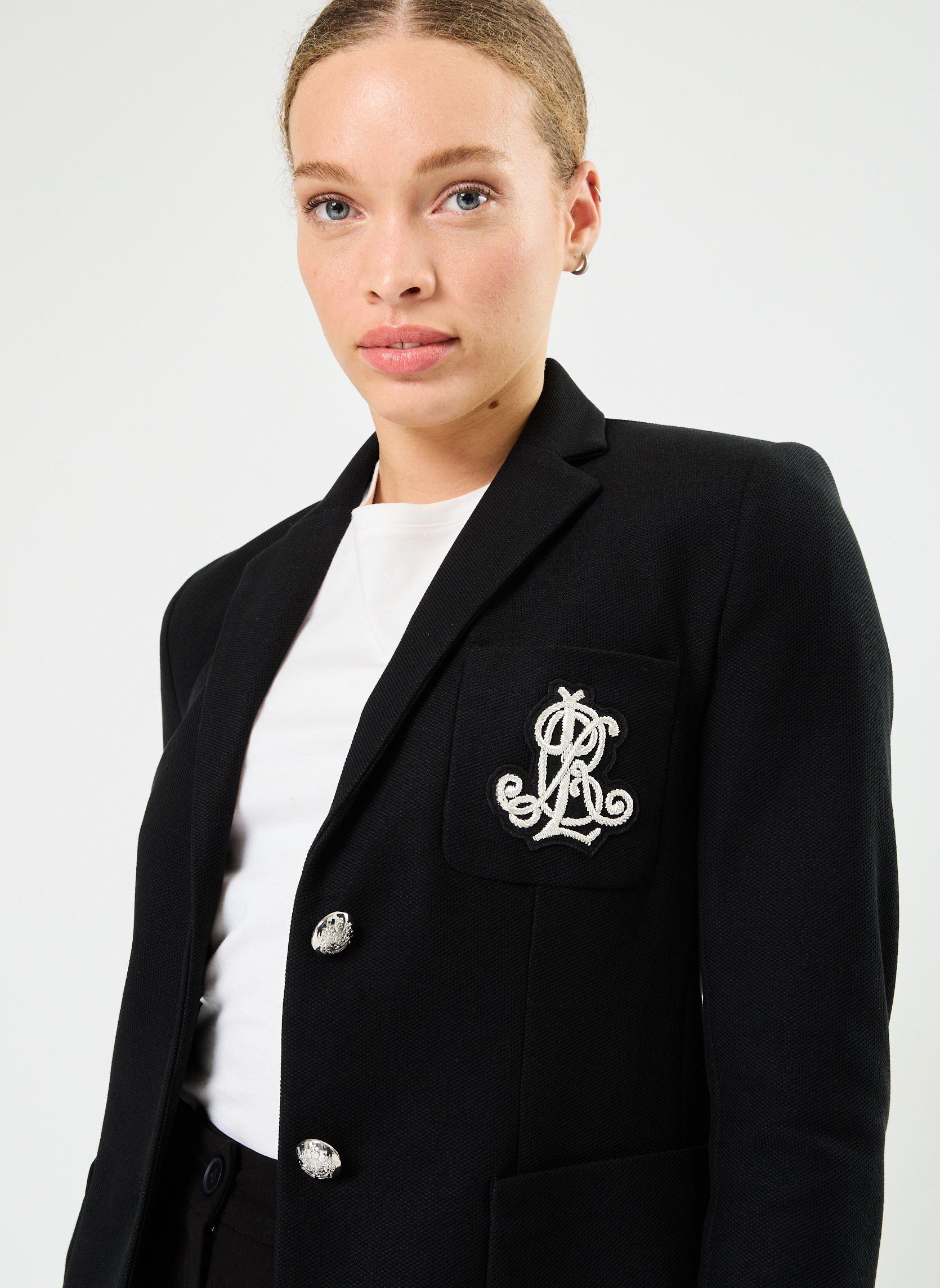 Vestes de blazer Blazer en jacquard à broderie bullion femme noir Lauren Ralph Lauren Vestes de blazer Blazer en jacquard à broderie bullion femme noir POLO BLACK
