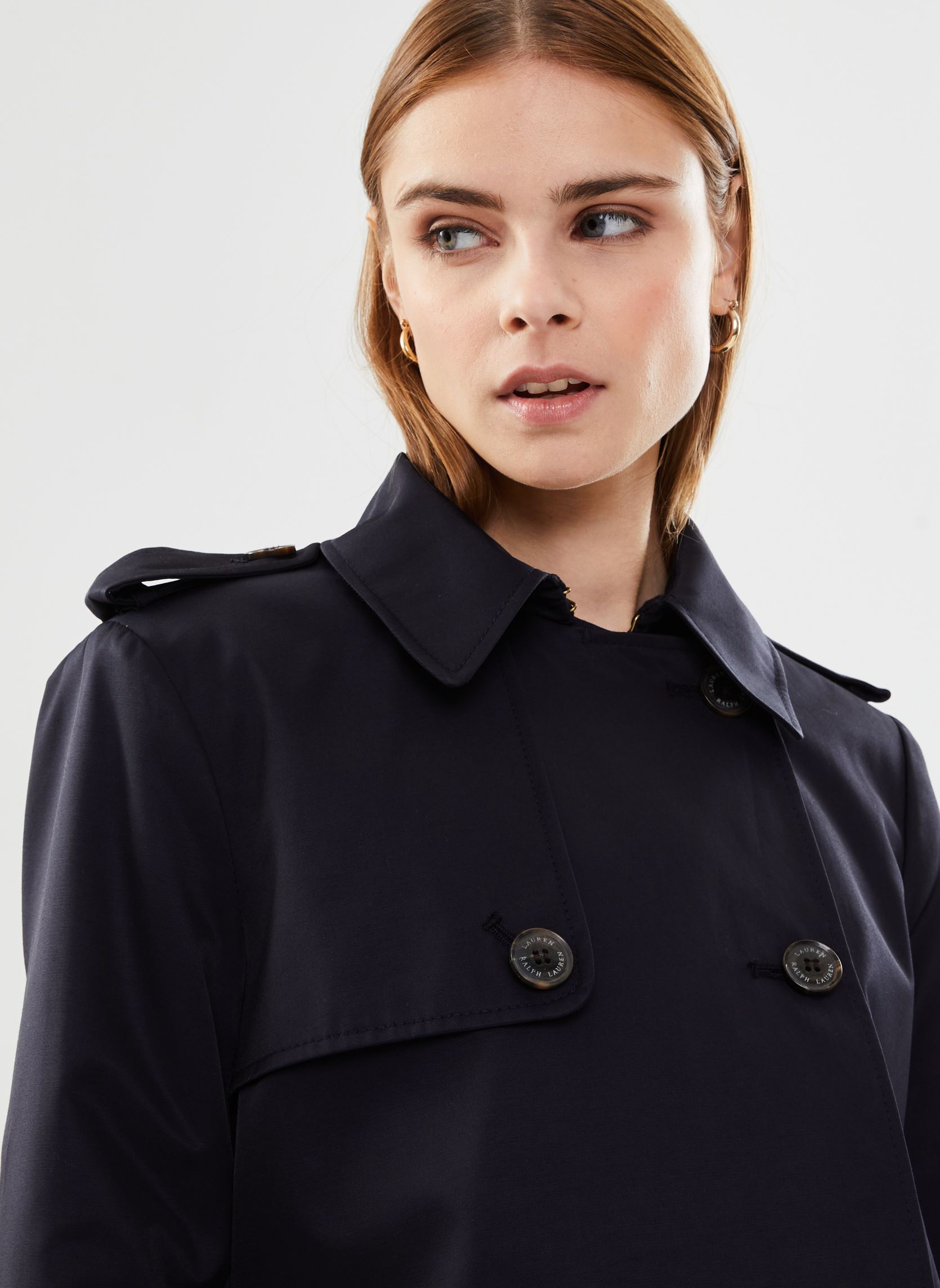 Trench-coats Trench-coat croisé en coton mélangé femme bleu Lauren Ralph Lauren Trench-coats Trench-coat croisé en coton mélangé femme bleu DK NAVY