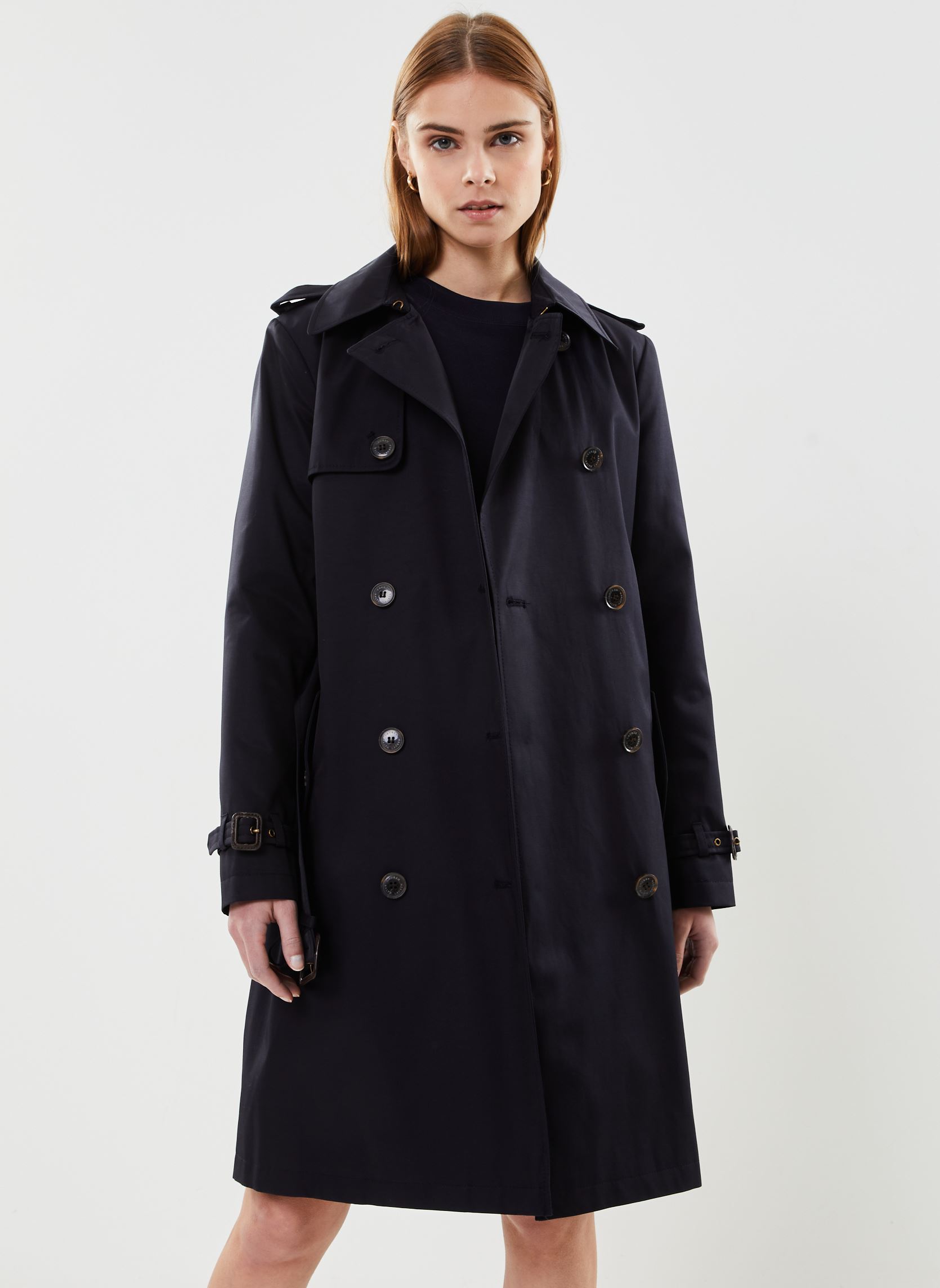 Trench-coats Trench-coat croisé en coton mélangé femme bleu Lauren Ralph Lauren Trench-coats Trench-coat croisé en coton mélangé femme bleu DK NAVY