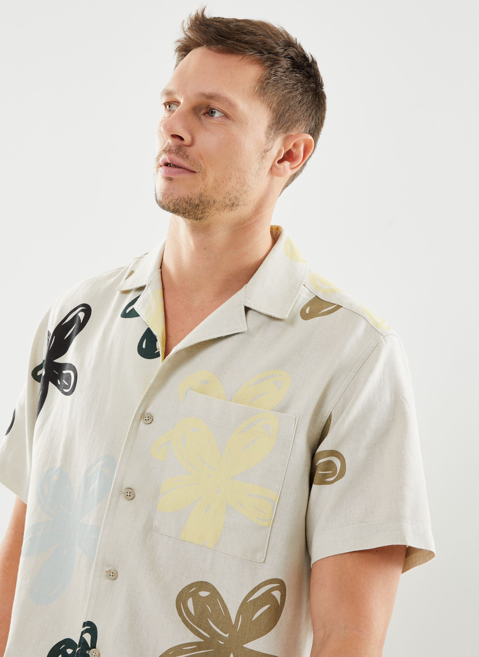 Chemises SDImad homme beige SOLID Chemises SDImad homme beige OATMEAL