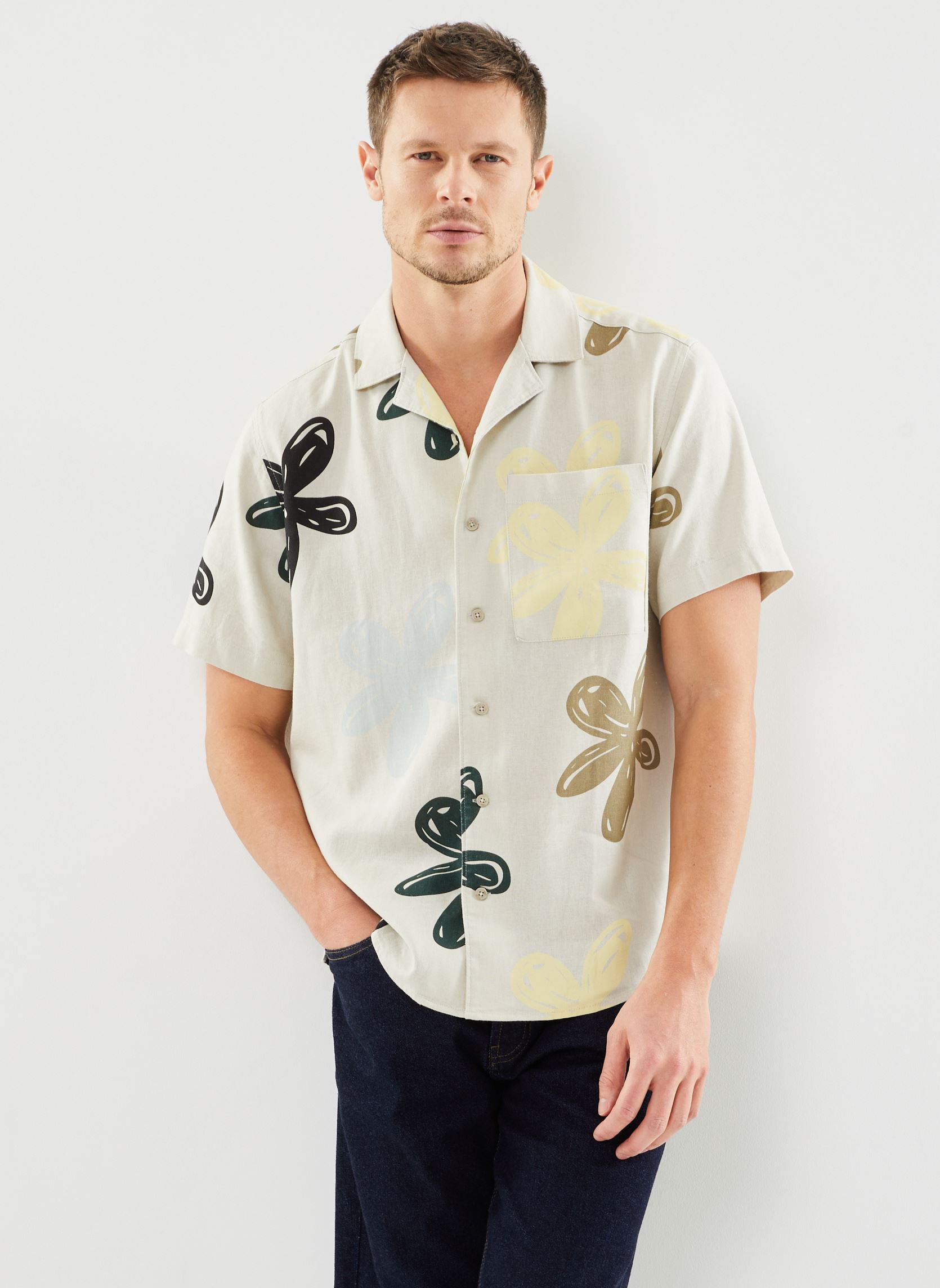 Chemises SDImad homme beige SOLID Chemises SDImad homme beige OATMEAL