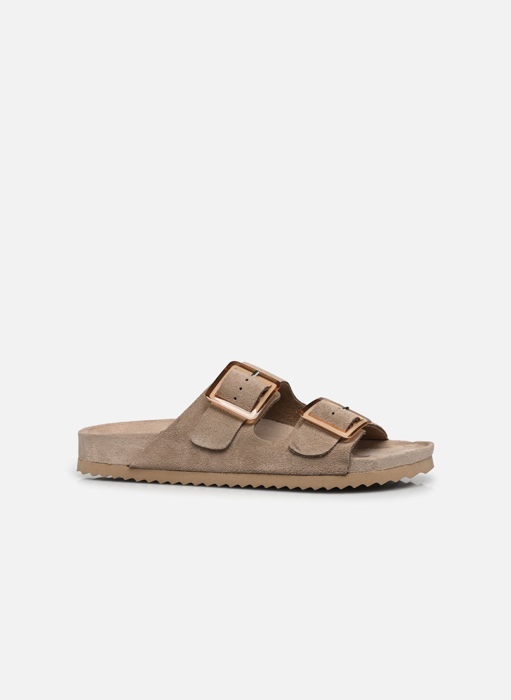 Mules et sabots Cow suede bio with two buckles femme marron Colors of California Mules et sabots Cow suede bio with two buckles femme marron MUD