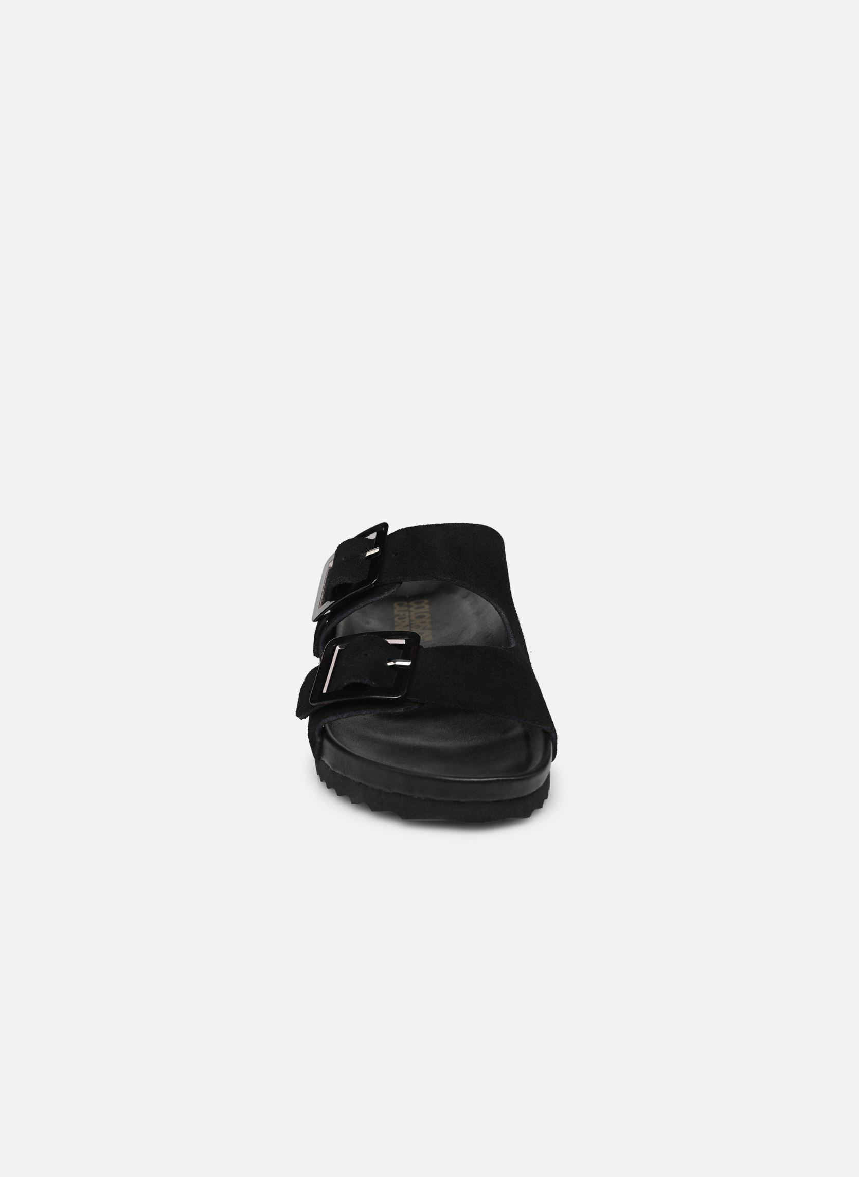 Pantoletten und Clogs Cow suede bio with two buckles damen schwarz Colors of California Pantoletten und Clogs Cow suede bio with two buckles damen schwarz BLA