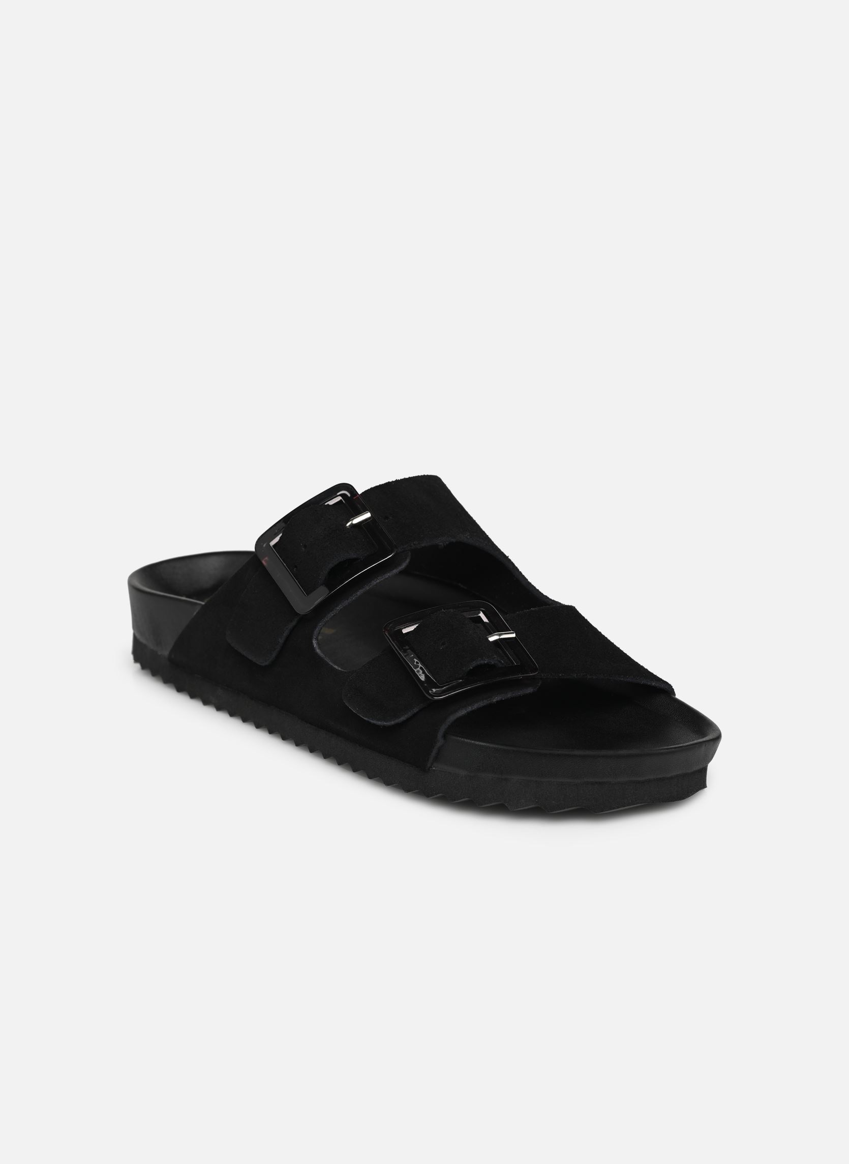 Pantoletten und Clogs Cow suede bio with two buckles damen schwarz Colors of California Pantoletten und Clogs Cow suede bio with two buckles damen schwarz BLA