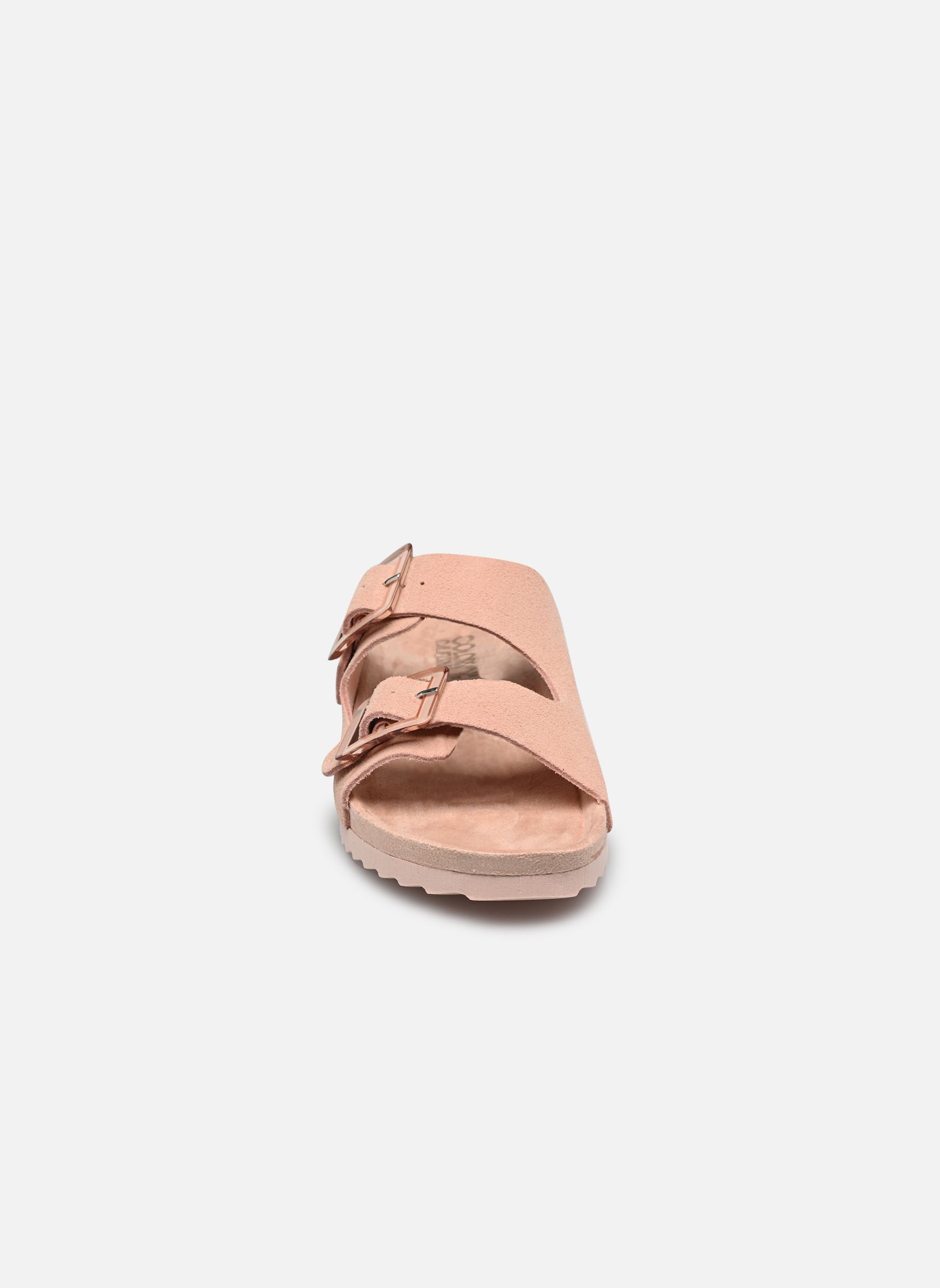 Pantoletten und Clogs Cow suede bio with two buckles damen rosa Colors of California Pantoletten und Clogs Cow suede bio with two buckles damen rosa FPIN