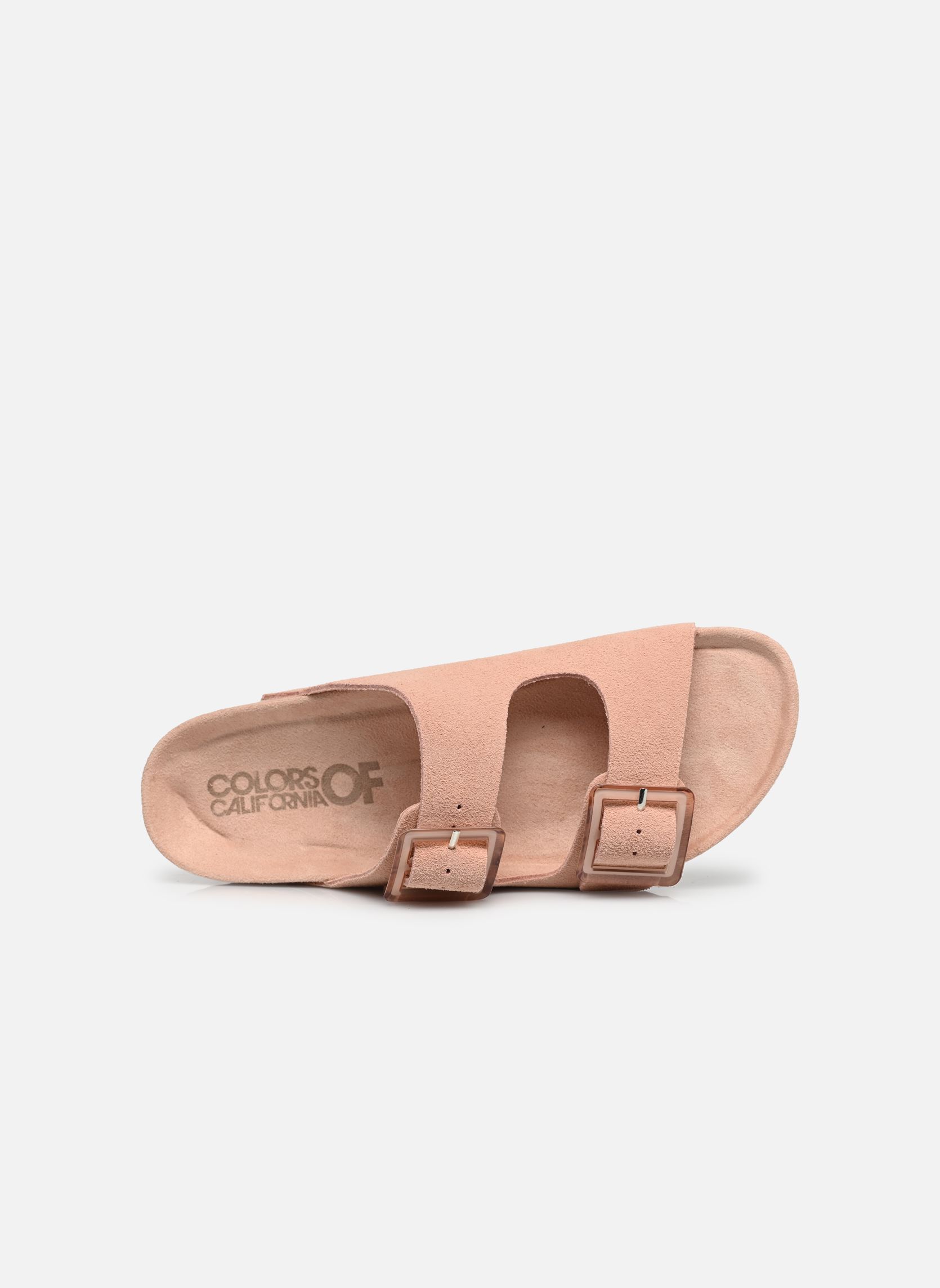 Pantoletten und Clogs Cow suede bio with two buckles damen rosa Colors of California Pantoletten und Clogs Cow suede bio with two buckles damen rosa FPIN