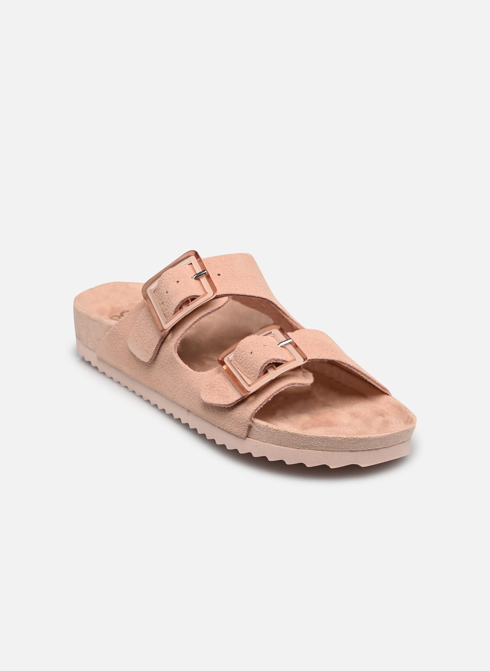 Pantoletten und Clogs Cow suede bio with two buckles damen rosa Colors of California Pantoletten und Clogs Cow suede bio with two buckles damen rosa FPIN