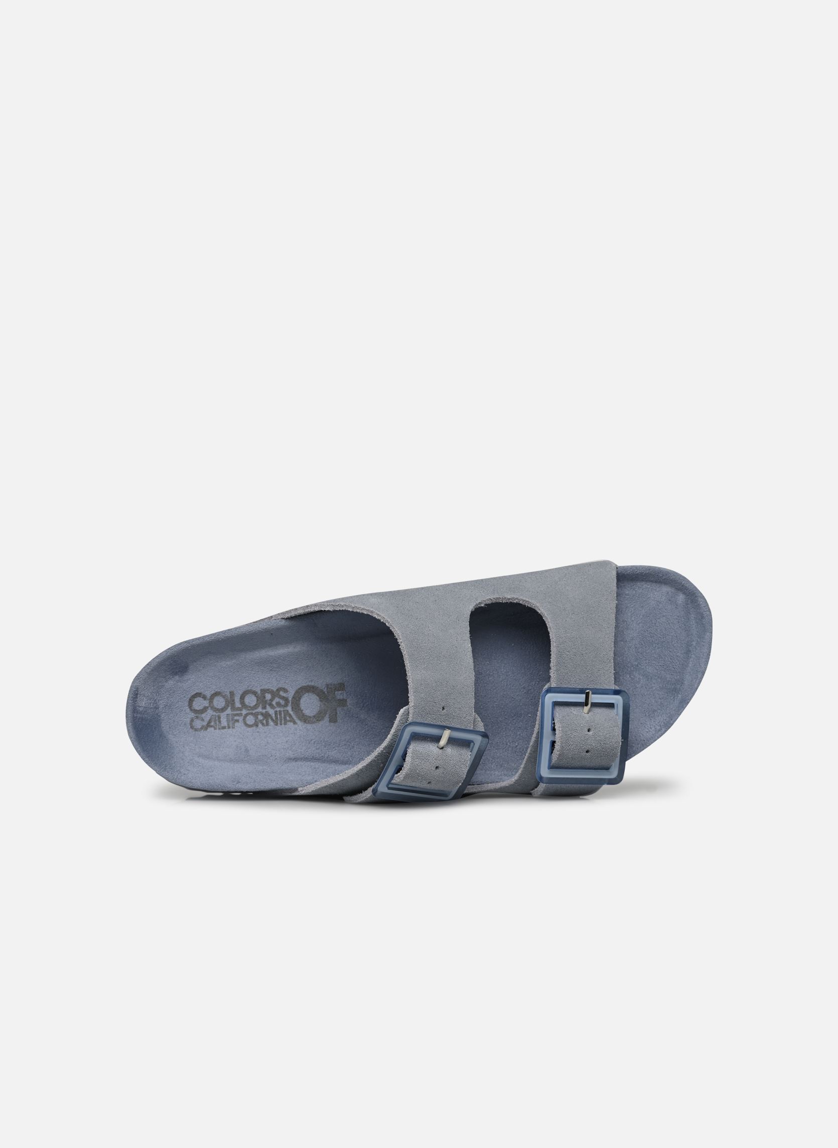 Mules et sabots Cow suede bio with two buckles femme bleu Colors of California Mules et sabots Cow suede bio with two buckles femme bleu DEN