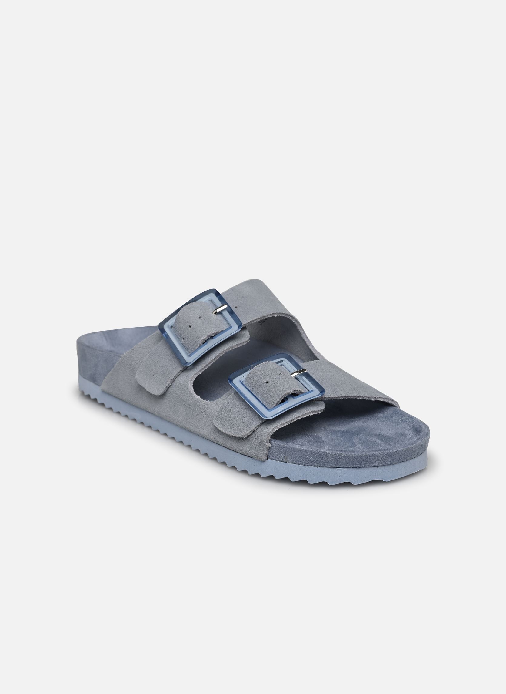 Mules et sabots Cow suede bio with two buckles femme bleu Colors of California Mules et sabots Cow suede bio with two buckles femme bleu DEN