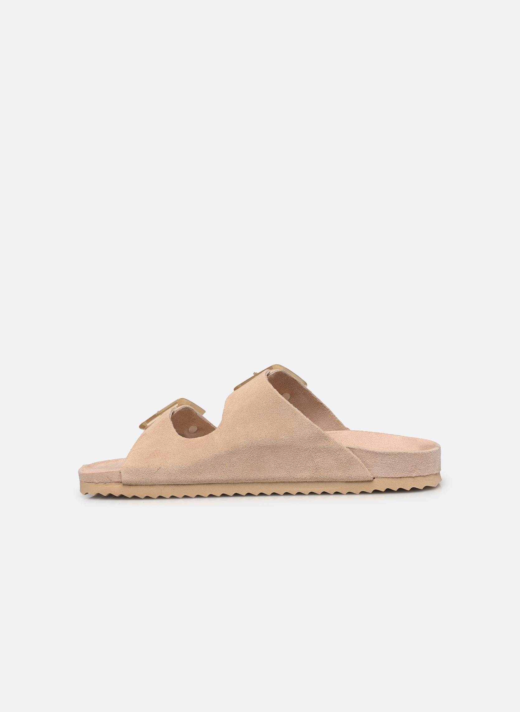 Pantoletten und Clogs Cow suede bio with two buckles damen beige Colors of California Pantoletten und Clogs Cow suede bio with two buckles damen beige OAT