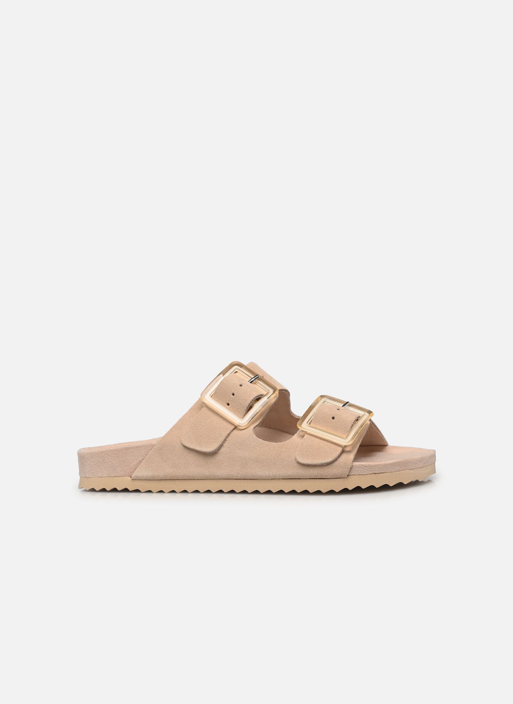 Pantoletten und Clogs Cow suede bio with two buckles damen beige Colors of California Pantoletten und Clogs Cow suede bio with two buckles damen beige OAT