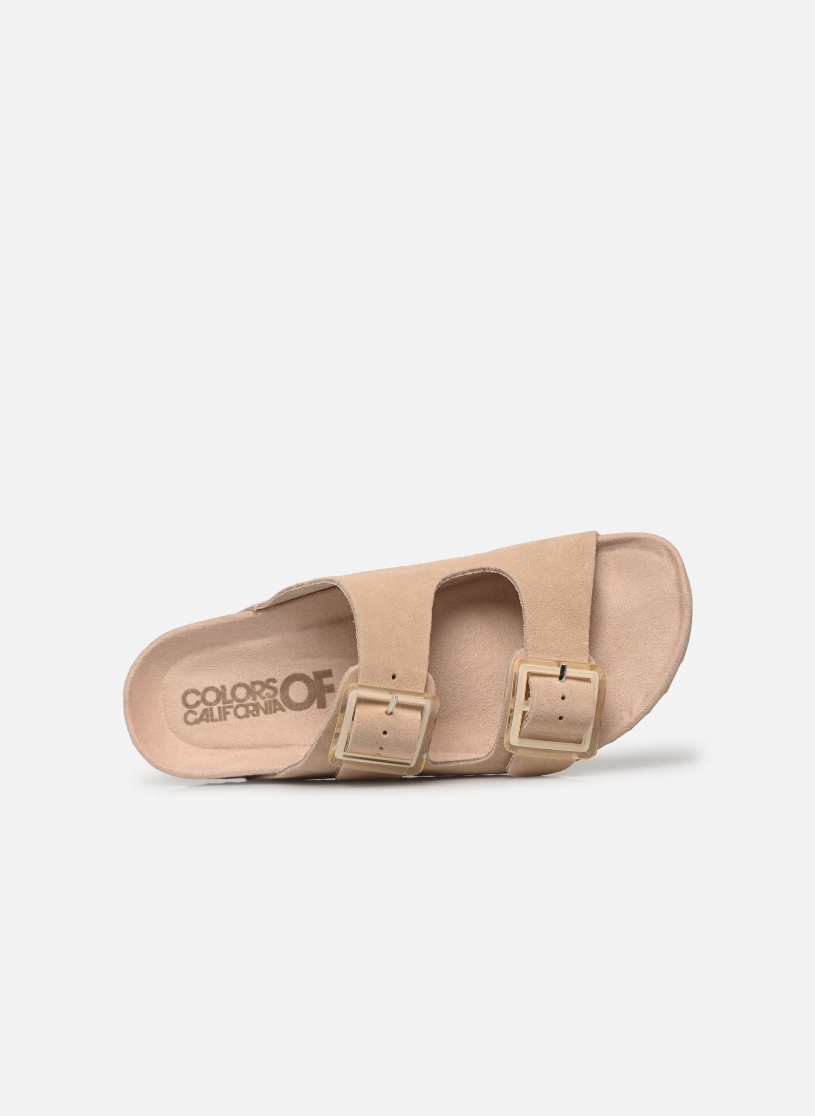 Pantoletten und Clogs Cow suede bio with two buckles damen beige Colors of California Pantoletten und Clogs Cow suede bio with two buckles damen beige OAT