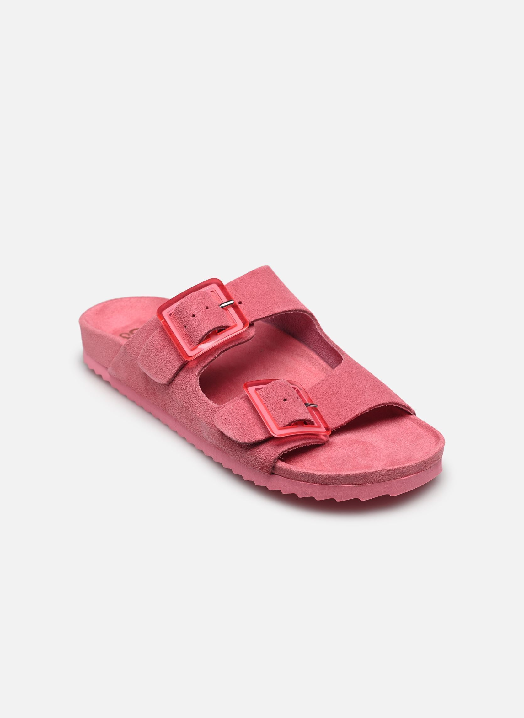 Pantoletten und Clogs Cow suede bio with two buckles damen rosa Colors of California Pantoletten und Clogs Cow suede bio with two buckles damen rosa SUNC