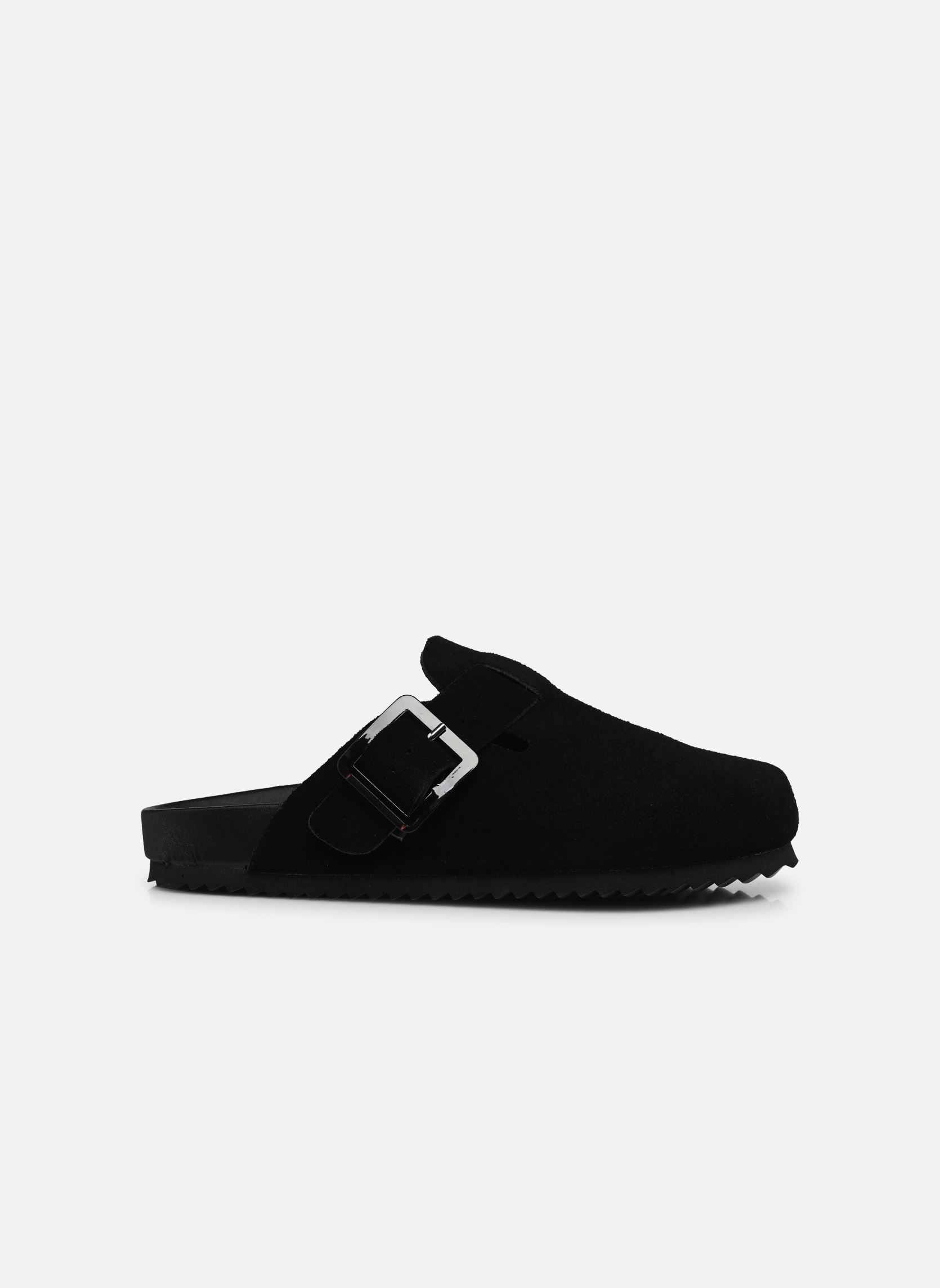 Mules et sabots Cow suede bio sabot with buckles femme noir Colors of California Mules et sabots Cow suede bio sabot with buckles femme noir BLA